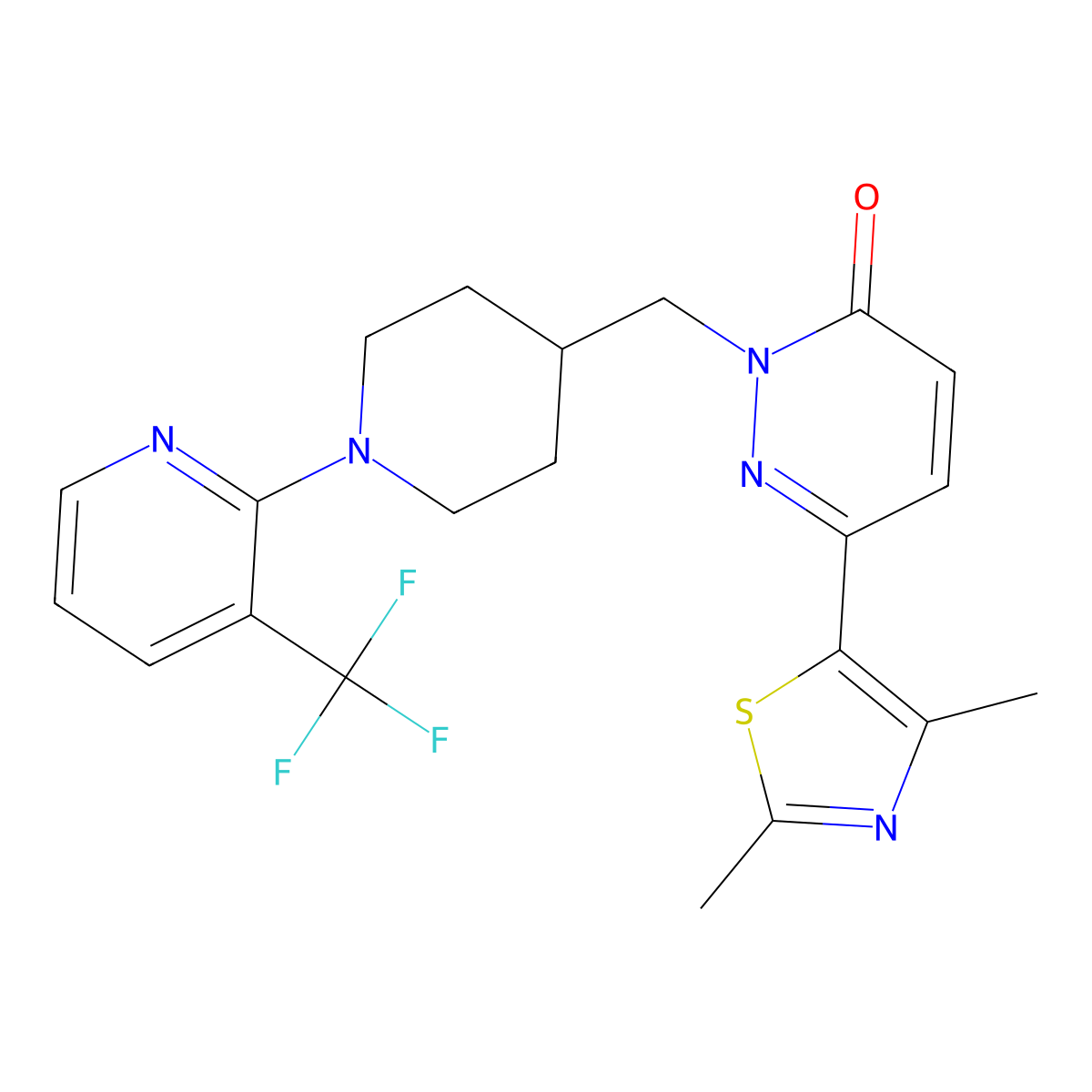 6-(2,4-Dimethyl-1,3-thiazol-5-yl)-2-({1-[3-(trifluoromethyl)pyridin-2-yl]piperidin-4-yl}methyl)-2,3-dihydropyridazin-3-one molecular structure, CAS 2742022-71-3