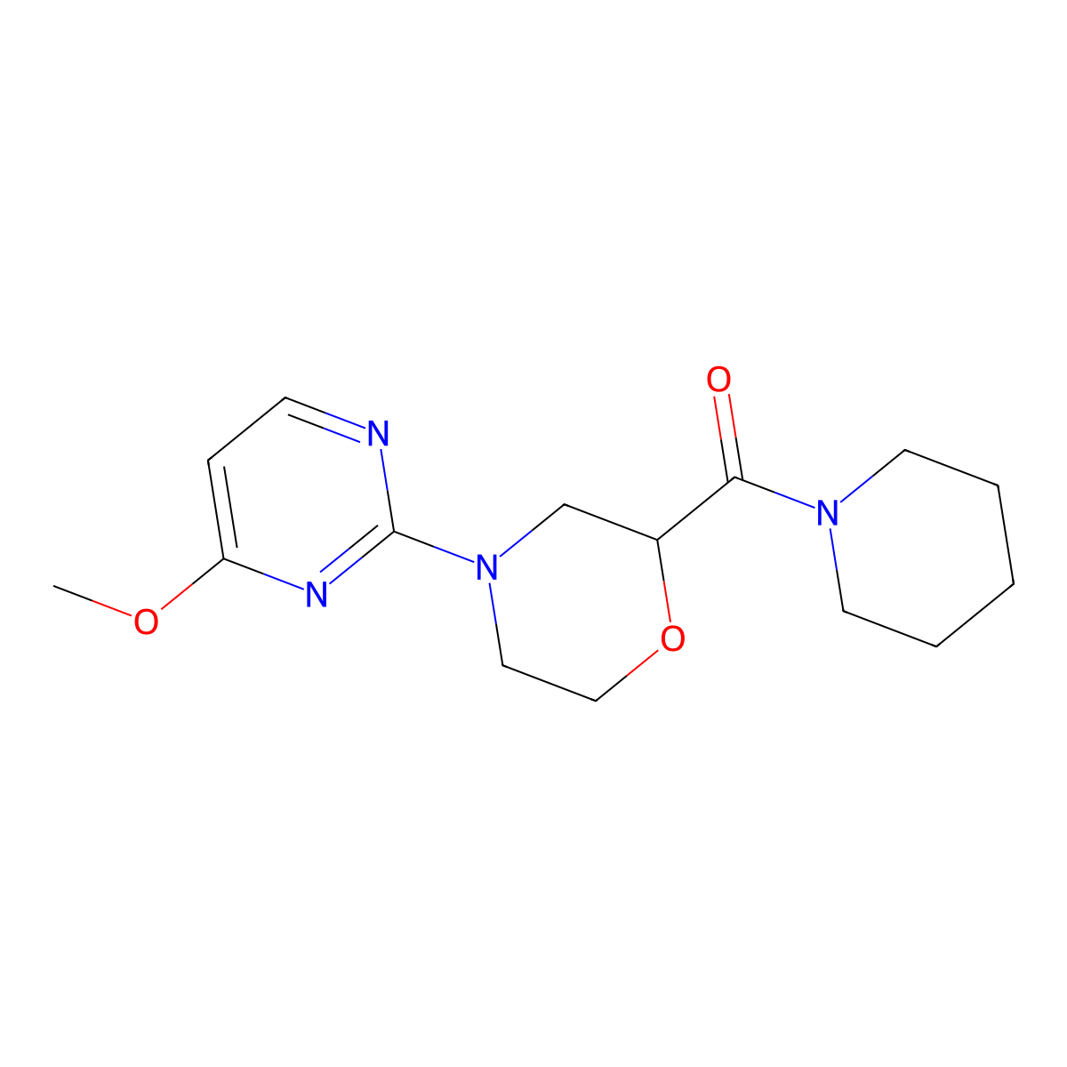4-(4-Methoxypyrimidin-2-yl)-2-(piperidine-1-carbonyl)morpholine molecular structure, CAS 2742022-74-6
