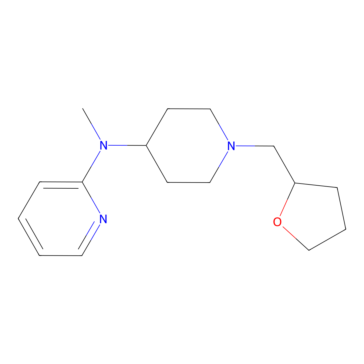 N-methyl-N-{1-[(oxolan-2-yl)methyl]piperidin-4-yl}pyridin-2-amine molecular structure, CAS 2742022-77-9