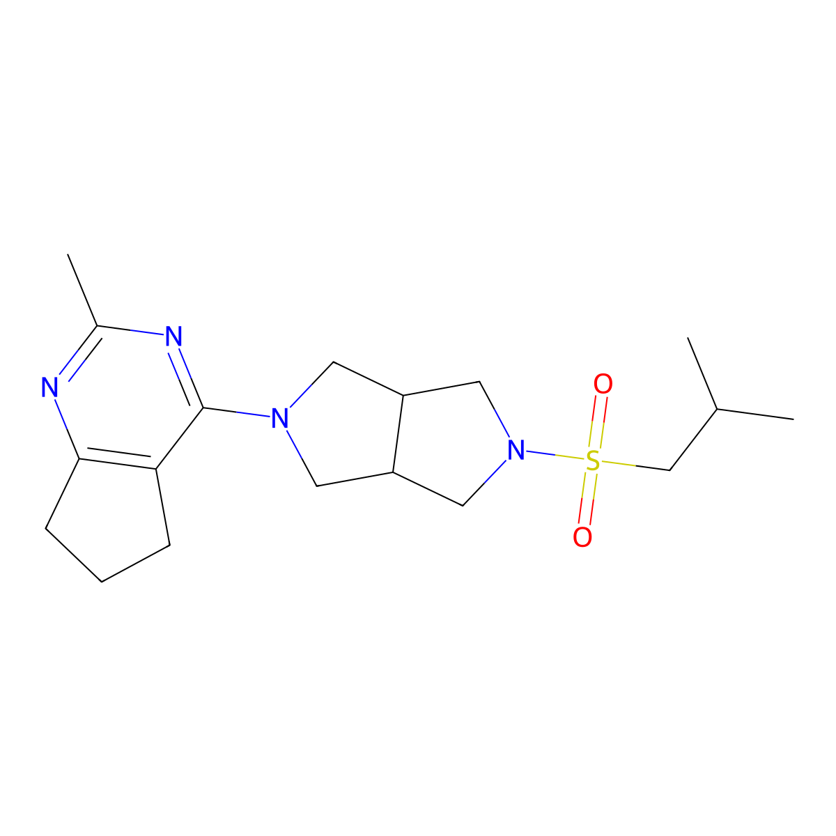 2-{2-methyl-5H,6H,7H-cyclopenta[d]pyrimidin-4-yl}-5-(2-methylpropanesulfonyl)-octahydropyrrolo[3,4-c]pyrrole molecular structure, CAS 2742022-79-1
