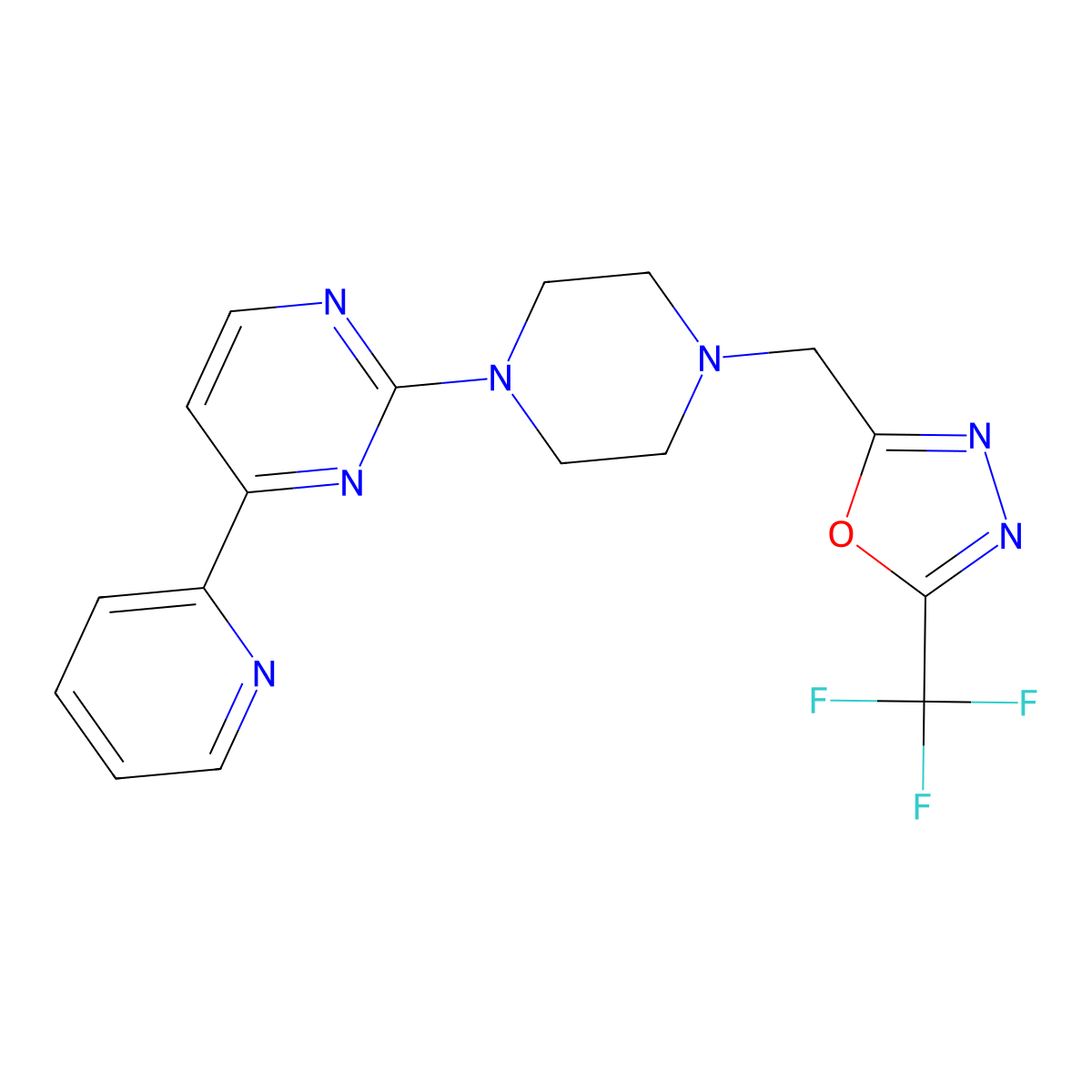 4-(Pyridin-2-yl)-2-(4-{[5-(trifluoromethyl)-1,3,4-oxadiazol-2-yl]methyl}piperazin-1-yl)pyrimidine molecular structure, CAS 2742022-80-4
