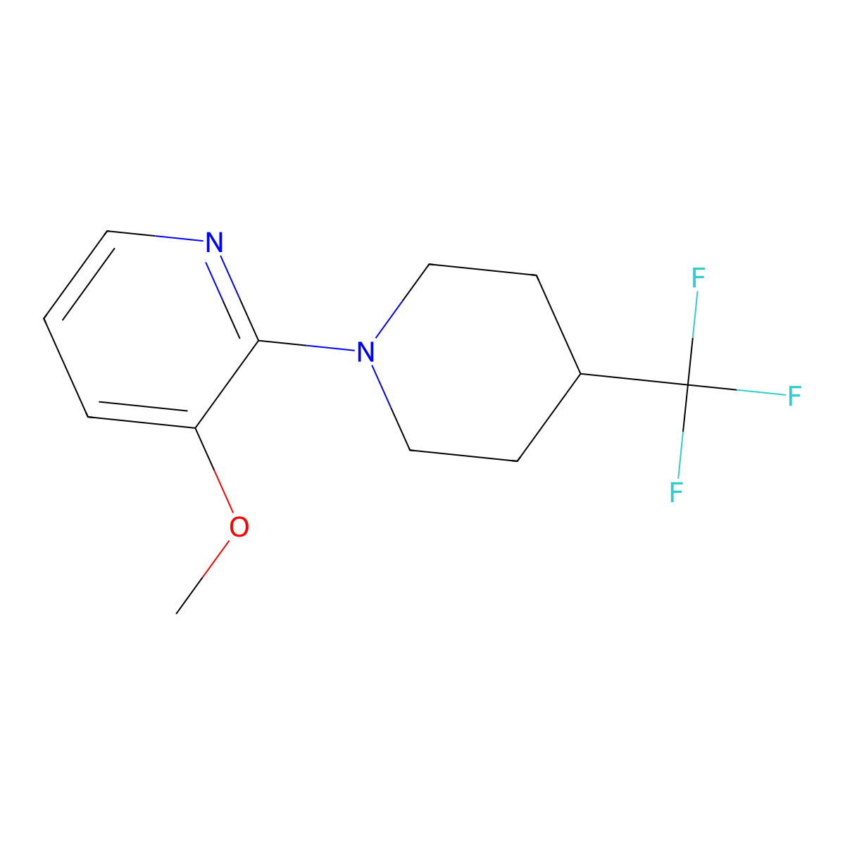 3-Methoxy-2-[4-(trifluoromethyl)piperidin-1-yl]pyridine molecular structure, CAS 2742022-82-6