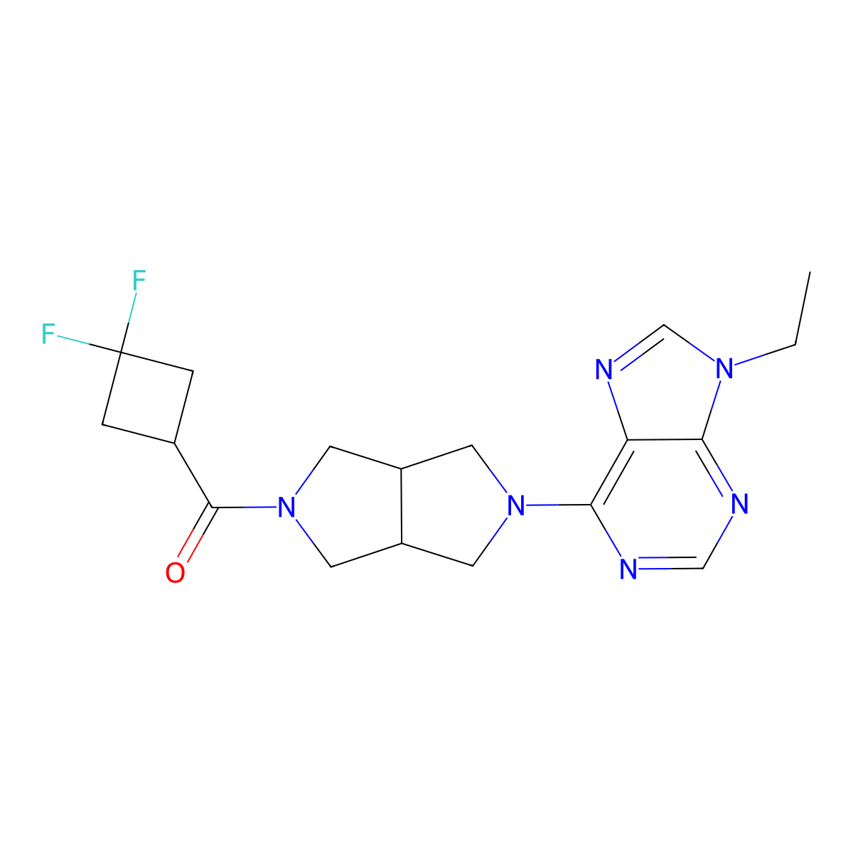 6-[5-(3,3-difluorocyclobutanecarbonyl)-octahydropyrrolo[3,4-c]pyrrol-2-yl]-9-ethyl-9H-purine molecular structure, CAS 2742022-84-8