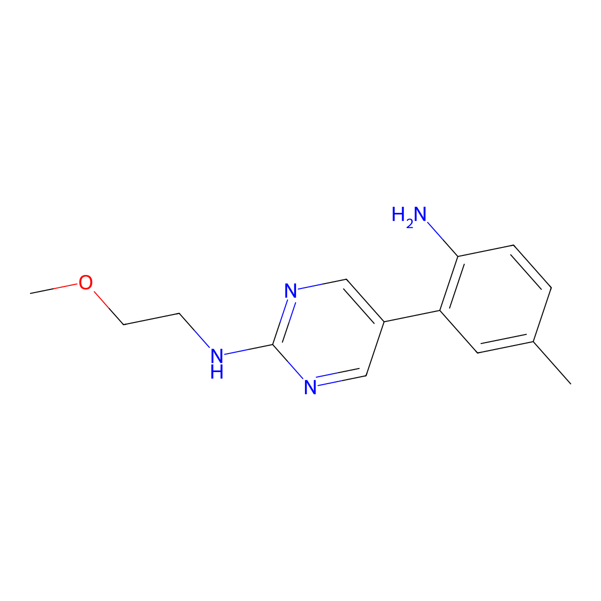 5-(2-amino-5-methylphenyl)-N-(2-methoxyethyl)pyrimidin-2-amine molecular structure, CAS 2742022-90-6