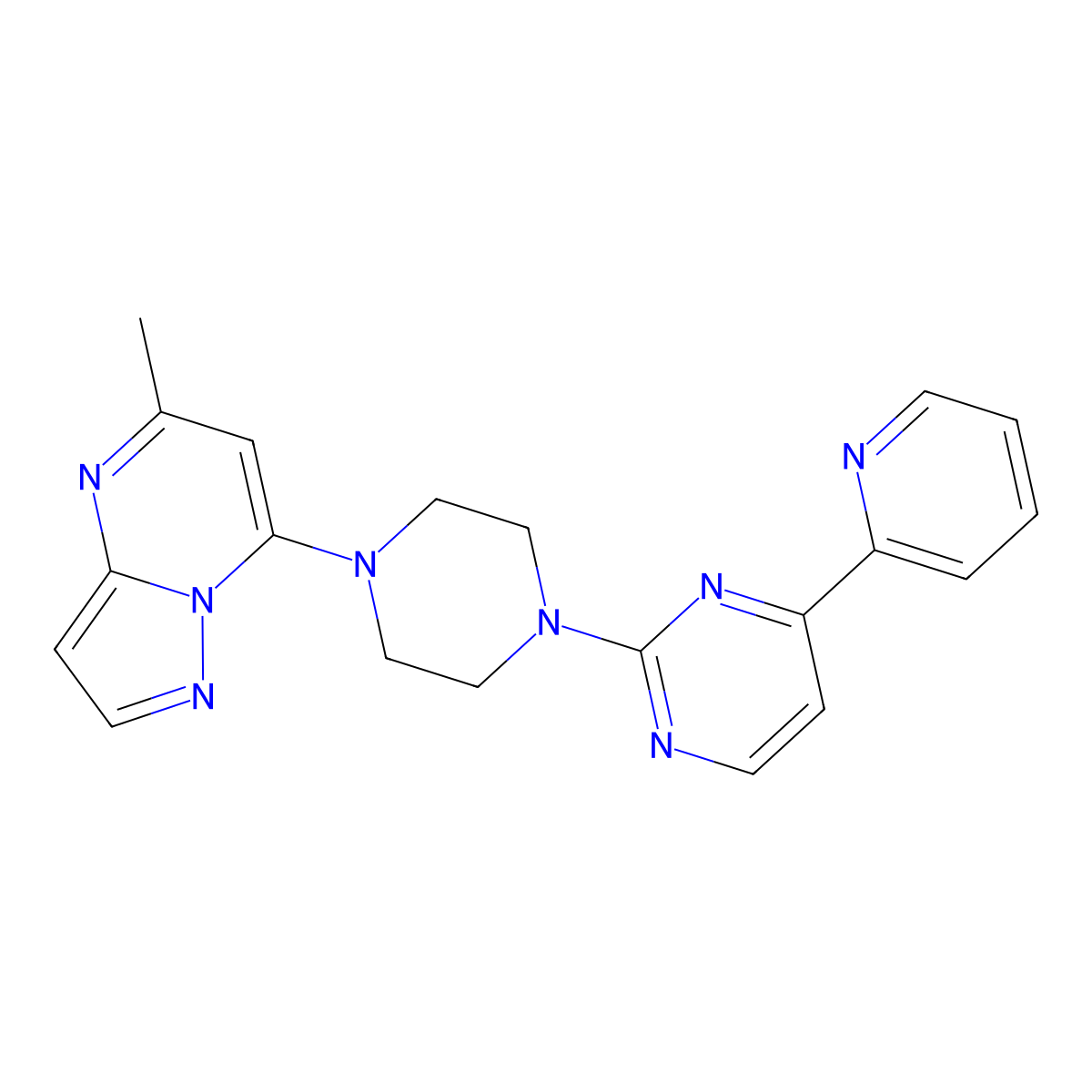 2-(4-{5-Methylpyrazolo[1,5-a]pyrimidin-7-yl}piperazin-1-yl)-4-(pyridin-2-yl)pyrimidine molecular structure, CAS 2742022-93-9