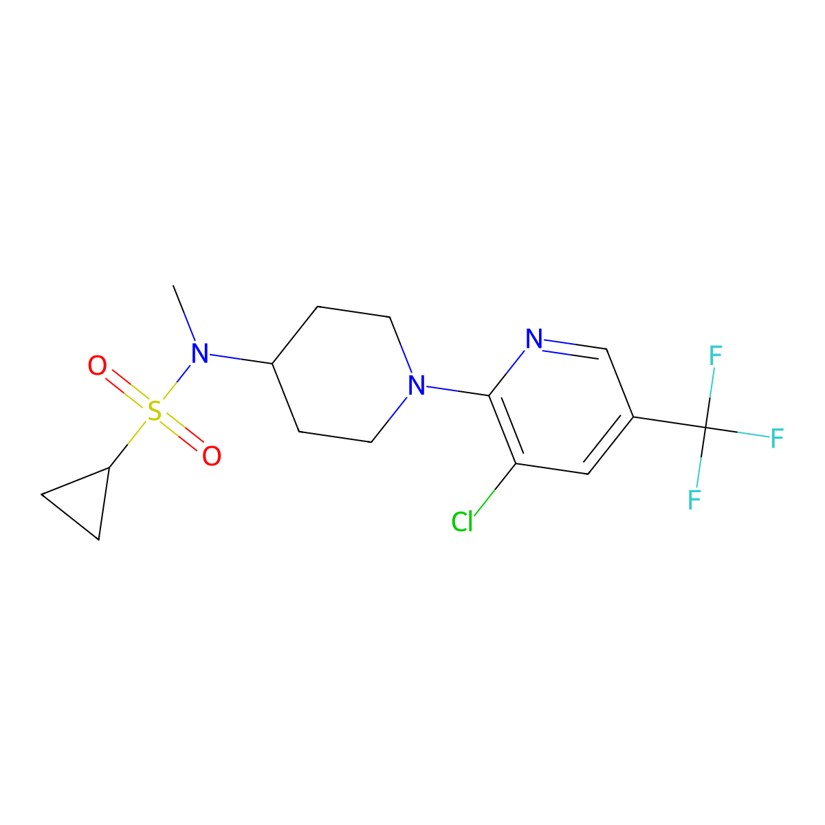 N-{1-[3-chloro-5-(trifluoromethyl)pyridin-2-yl]piperidin-4-yl}-N-methylcyclopropanesulfonamide molecular structure, CAS 2742022-97-3