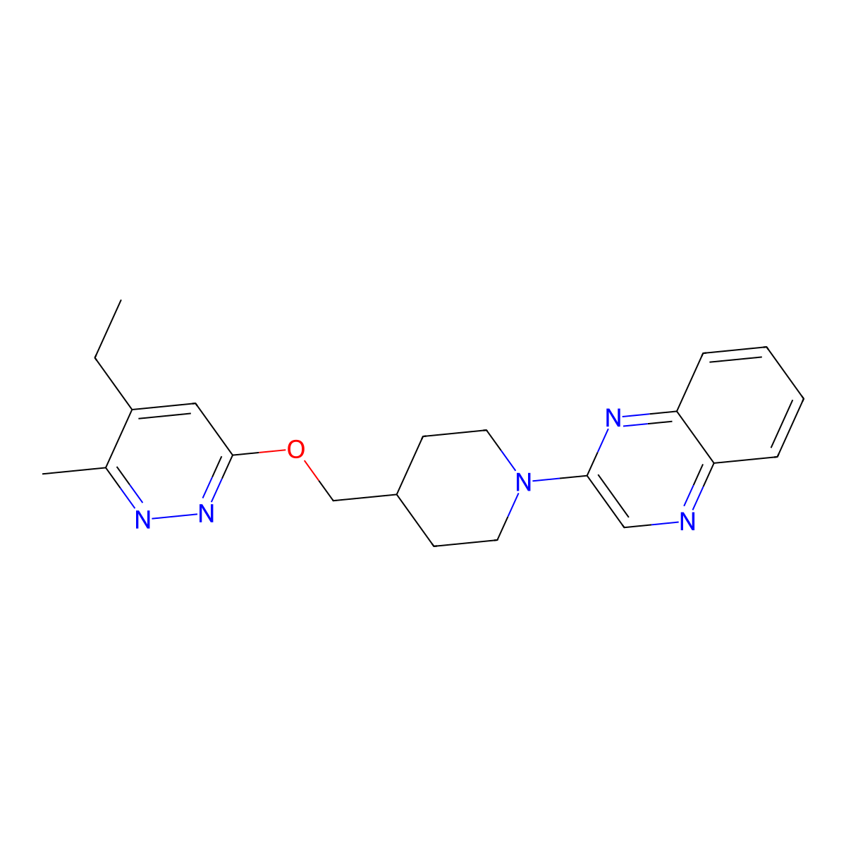 2-(4-{[(5-Ethyl-6-methylpyridazin-3-yl)oxy]methyl}piperidin-1-yl)quinoxaline molecular structure, CAS 2742023-05-6