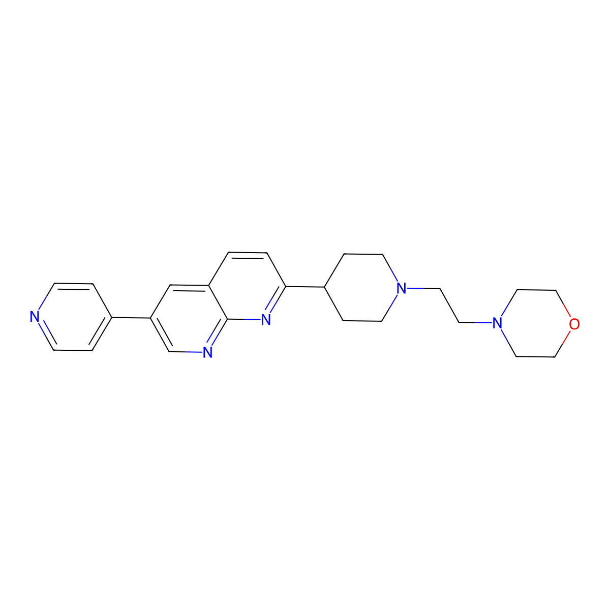 2-{1-[2-(Morpholin-4-yl)ethyl]piperidin-4-yl}-6-(pyridin-4-yl)-1,8-naphthyridine molecular structure, CAS 2742023-07-8