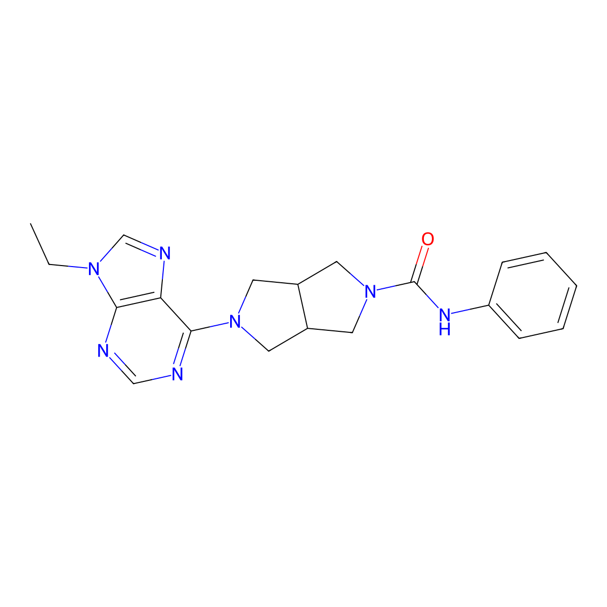 5-(9-ethyl-9H-purin-6-yl)-N-phenyl-octahydropyrrolo[3,4-c]pyrrole-2-carboxamide molecular structure, CAS 2742023-08-9