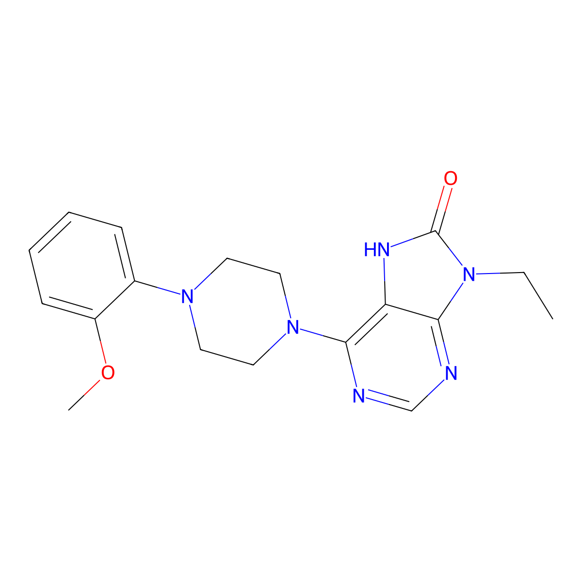 9-ethyl-6-[4-(2-methoxyphenyl)piperazin-1-yl]-8,9-dihydro-7H-purin-8-one molecular structure, CAS 2742023-17-0