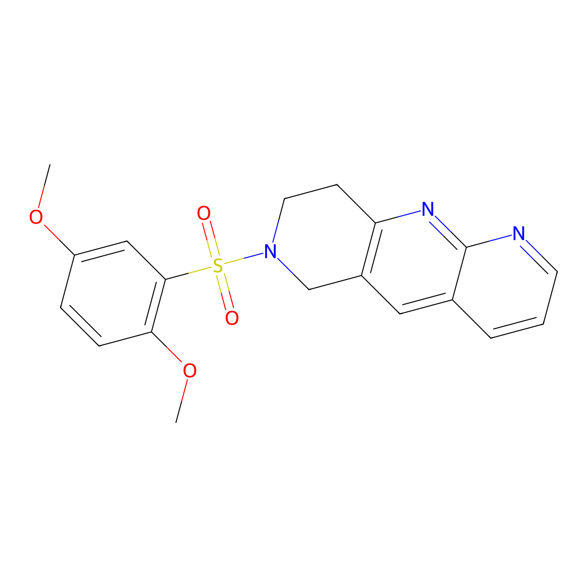 7-(2,5-dimethoxybenzenesulfonyl)-6H,7H,8H,9H-pyrido[2,3-b]1,6-naphthyridine molecular structure, CAS 2742023-25-0