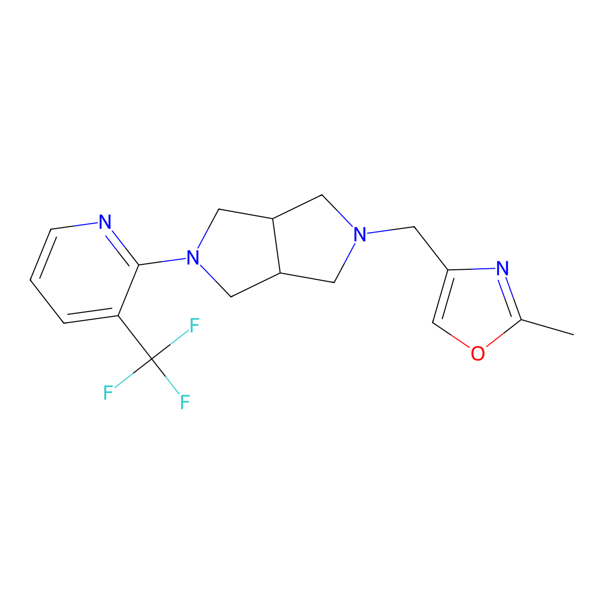 2-{5-[(2-Methyl-1,3-oxazol-4-yl)methyl]-octahydropyrrolo[3,4-c]pyrrol-2-yl}-3-(trifluoromethyl)pyridine molecular structure, CAS 2742023-27-2