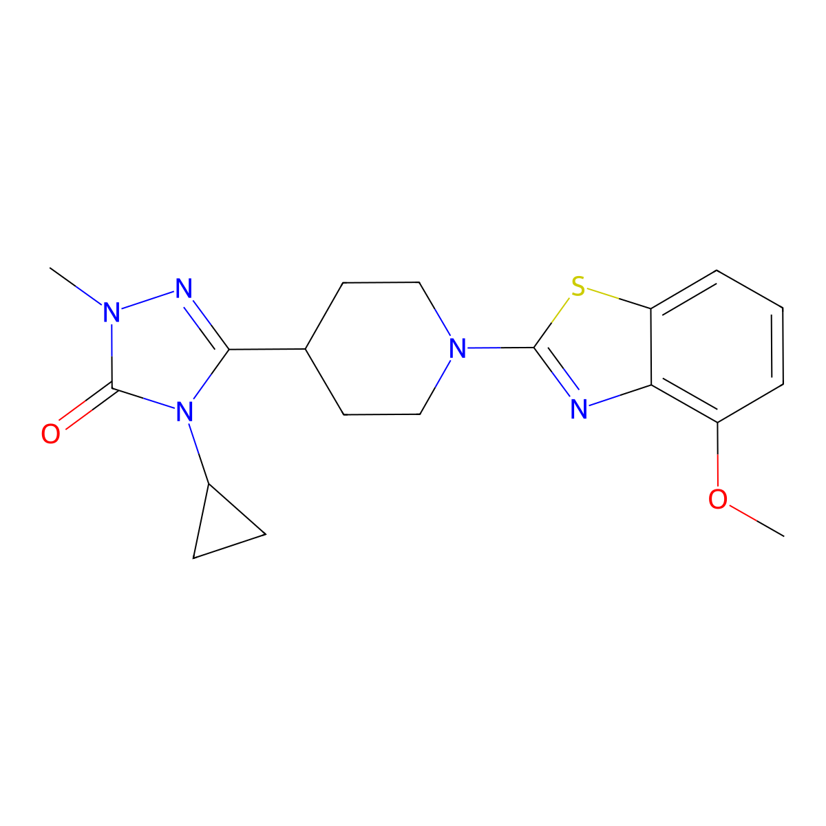 4-cyclopropyl-3-[1-(4-methoxy-1,3-benzothiazol-2-yl)piperidin-4-yl]-1-methyl-4,5-dihydro-1H-1,2,4-triazol-5-one molecular structure, CAS 2742023-36-3