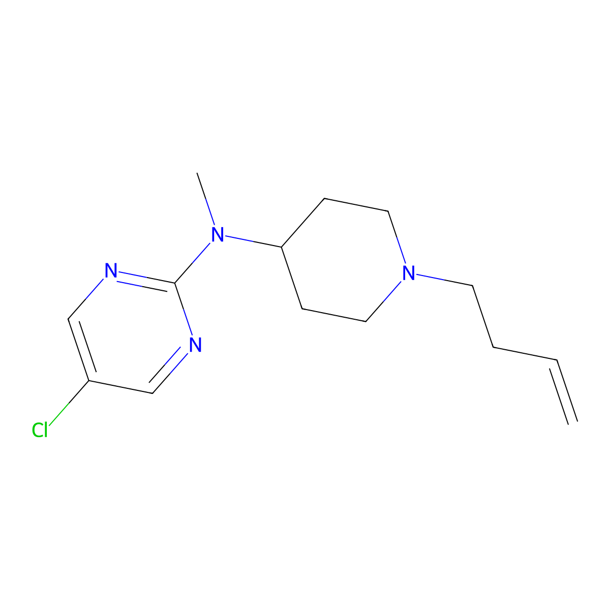 N-[1-(but-3-en-1-yl)piperidin-4-yl]-5-chloro-N-methylpyrimidin-2-amine molecular structure, CAS 2742023-38-5