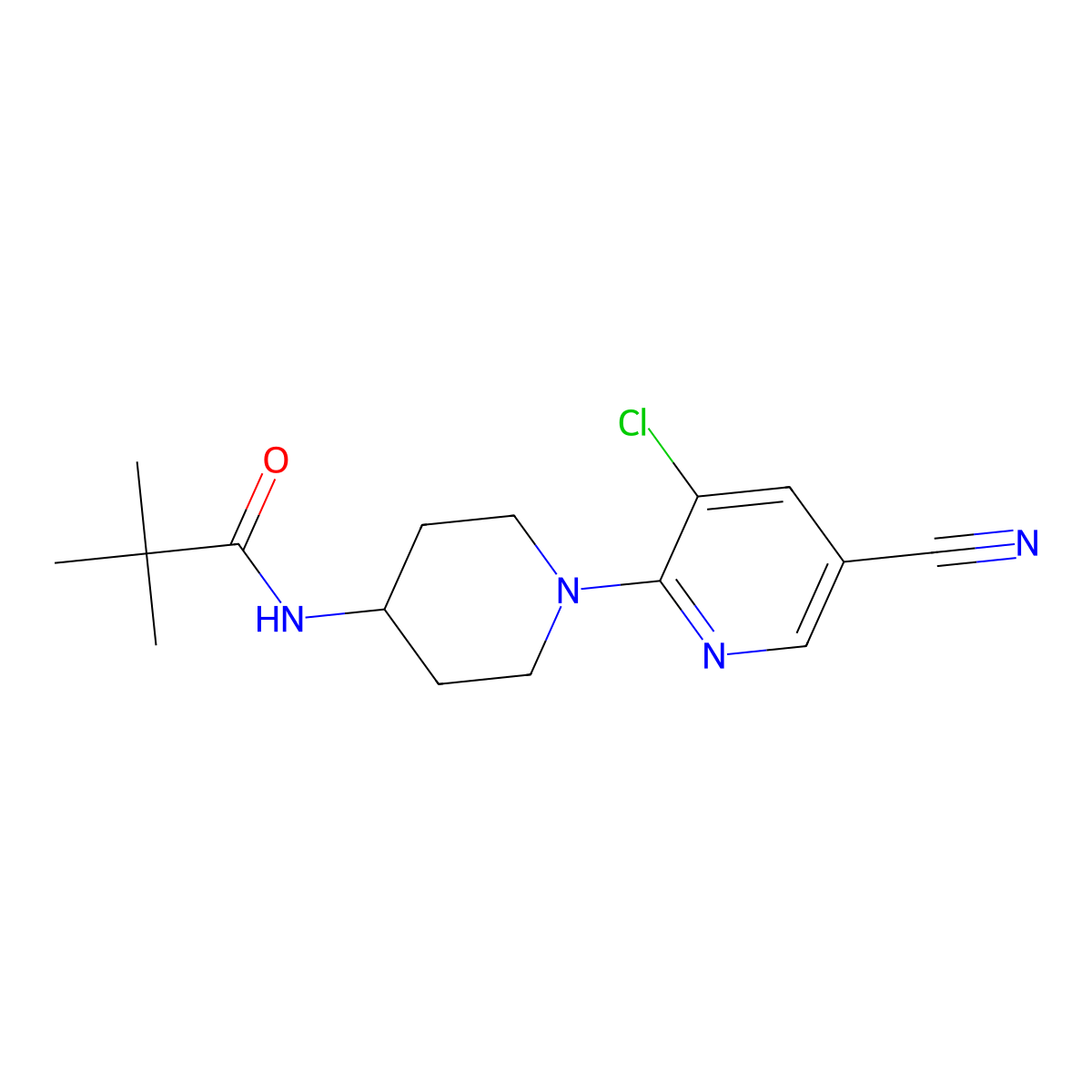 N-[1-(3-chloro-5-cyanopyridin-2-yl)piperidin-4-yl]-2,2-dimethylpropanamide molecular structure, CAS 2742023-41-0