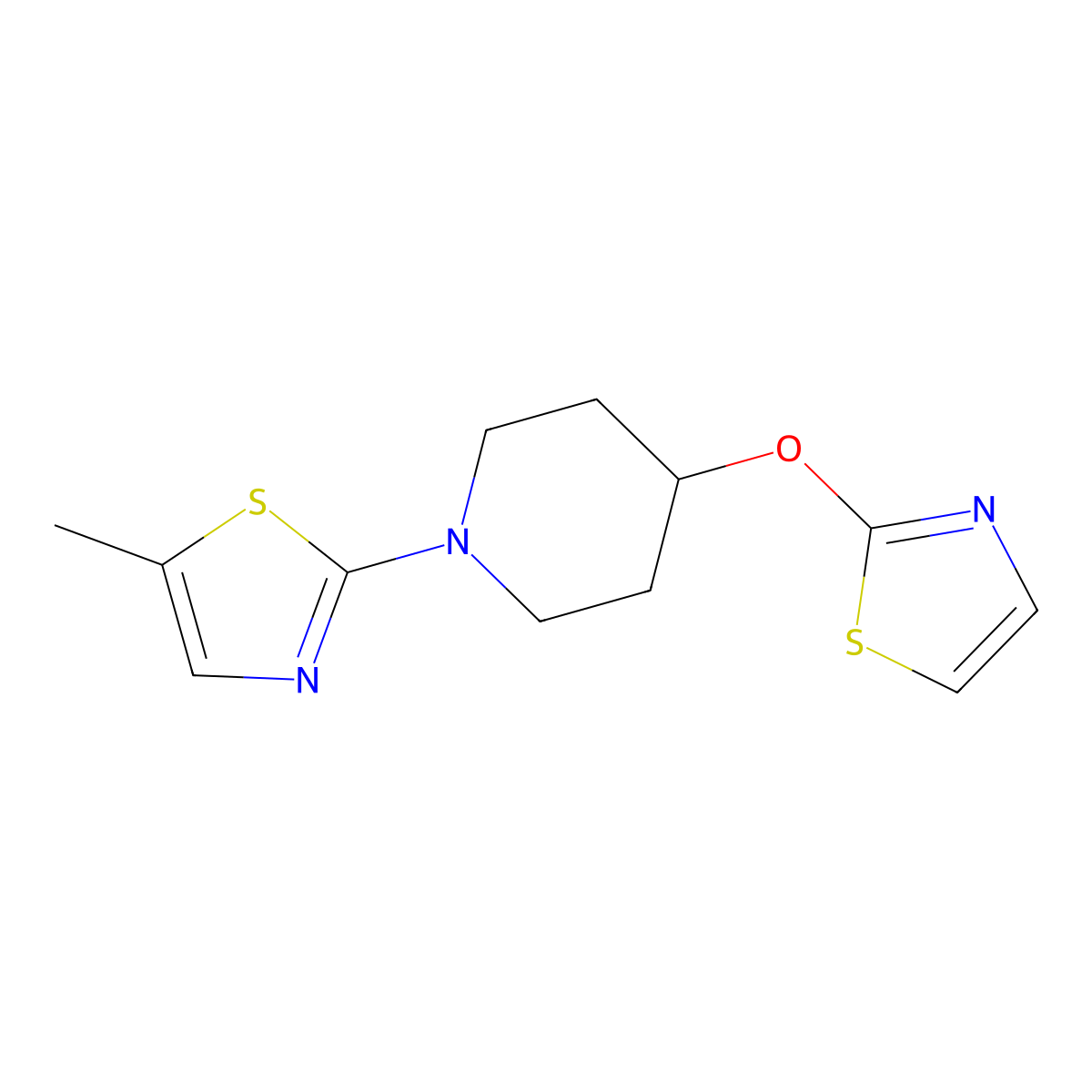 1-(5-Methyl-1,3-thiazol-2-yl)-4-(1,3-thiazol-2-yloxy)piperidine molecular structure, CAS 2742023-47-6