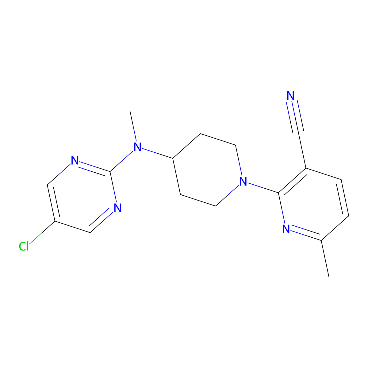 2-{4-[(5-Chloropyrimidin-2-yl)(methyl)amino]piperidin-1-yl}-6-methylpyridine-3-carbonitrile molecular structure, CAS 2742023-53-4