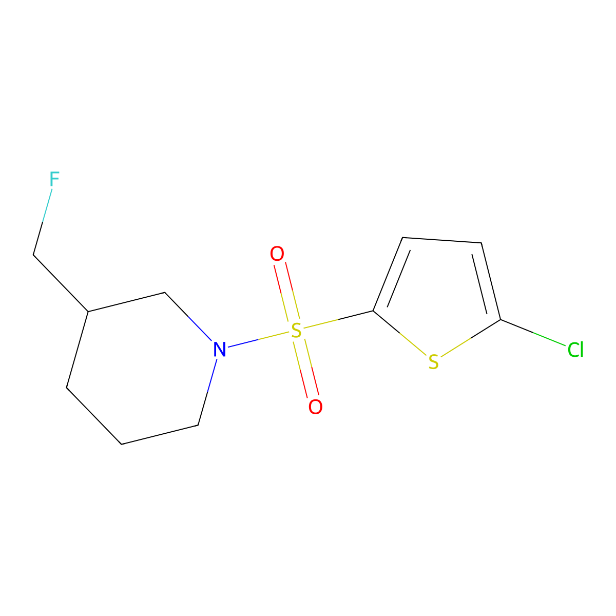 1-[(5-Chlorothiophen-2-yl)sulfonyl]-3-(fluoromethyl)piperidine molecular structure, CAS 2742023-55-6