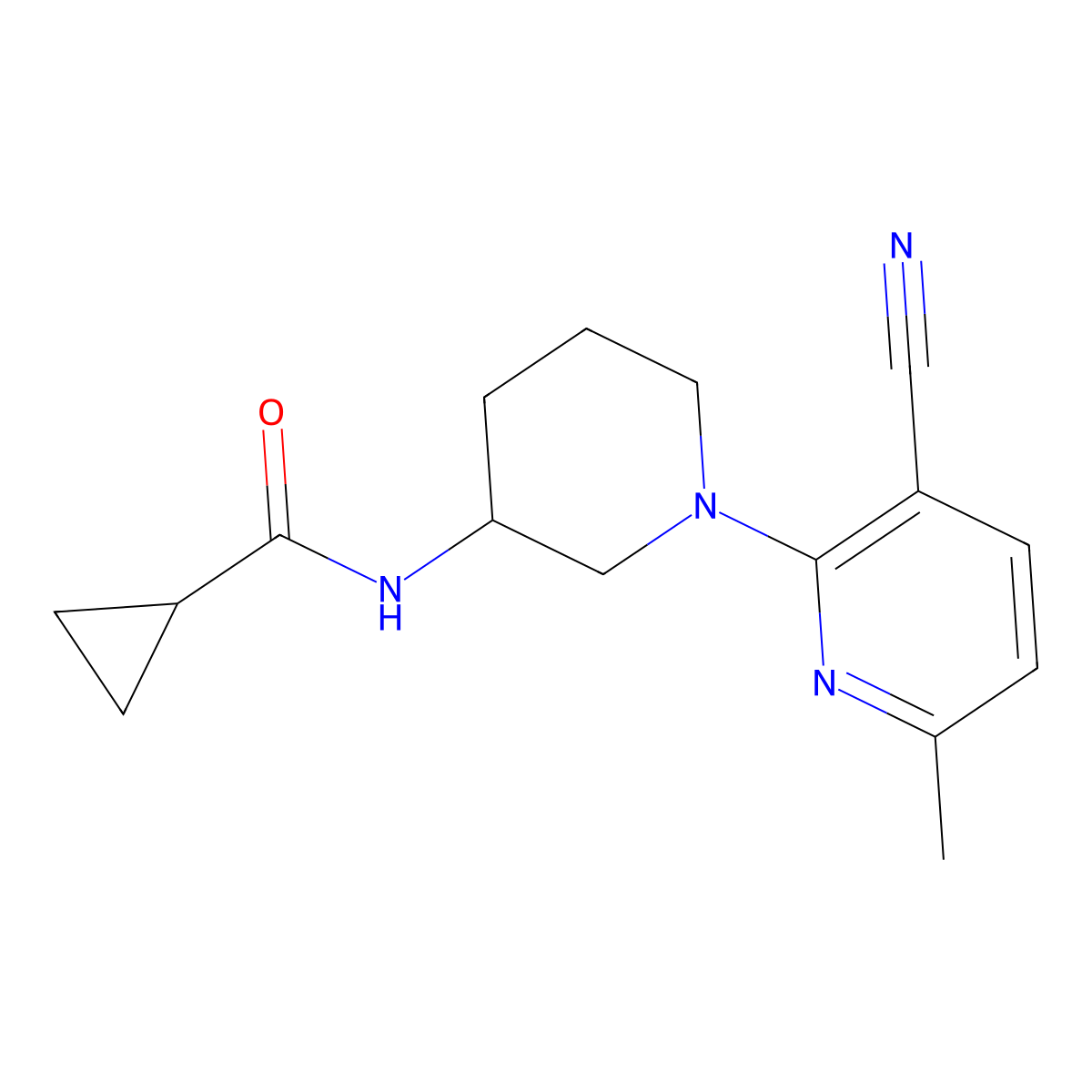 N-[1-(3-cyano-6-methylpyridin-2-yl)piperidin-3-yl]cyclopropanecarboxamide molecular structure, CAS 2742023-56-7