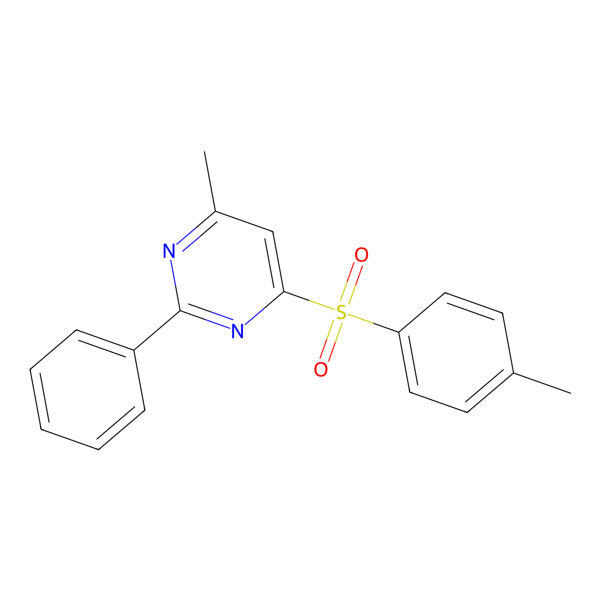 4-Methyl-6-(4-methylbenzenesulfonyl)-2-phenylpyrimidine molecular structure, CAS 2742023-57-8