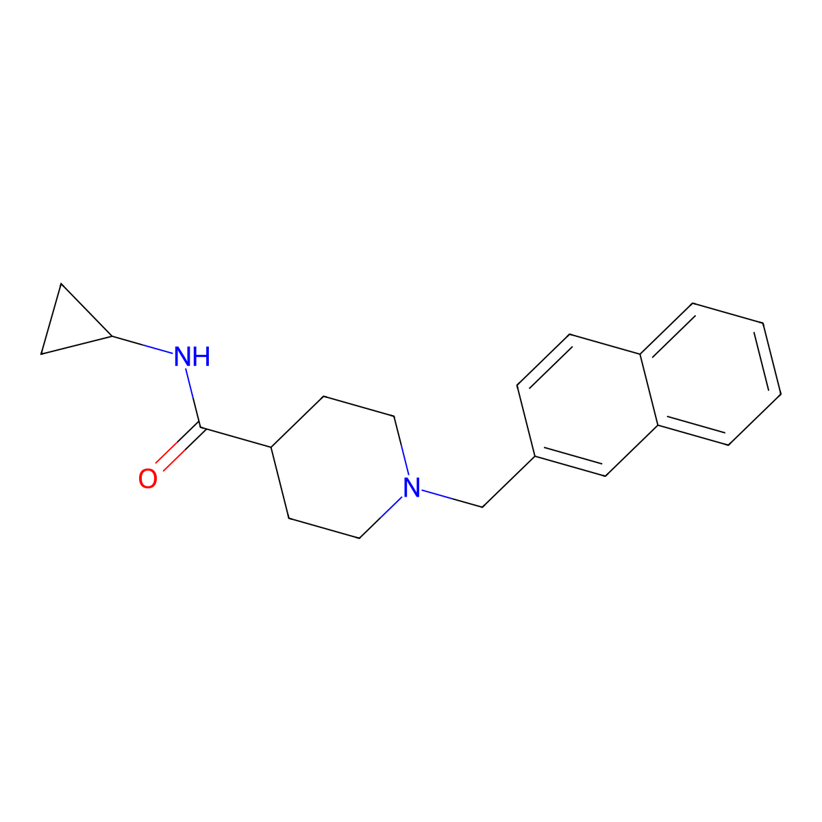 N-cyclopropyl-1-[(naphthalen-2-yl)methyl]piperidine-4-carboxamide molecular structure, CAS 2742023-60-3