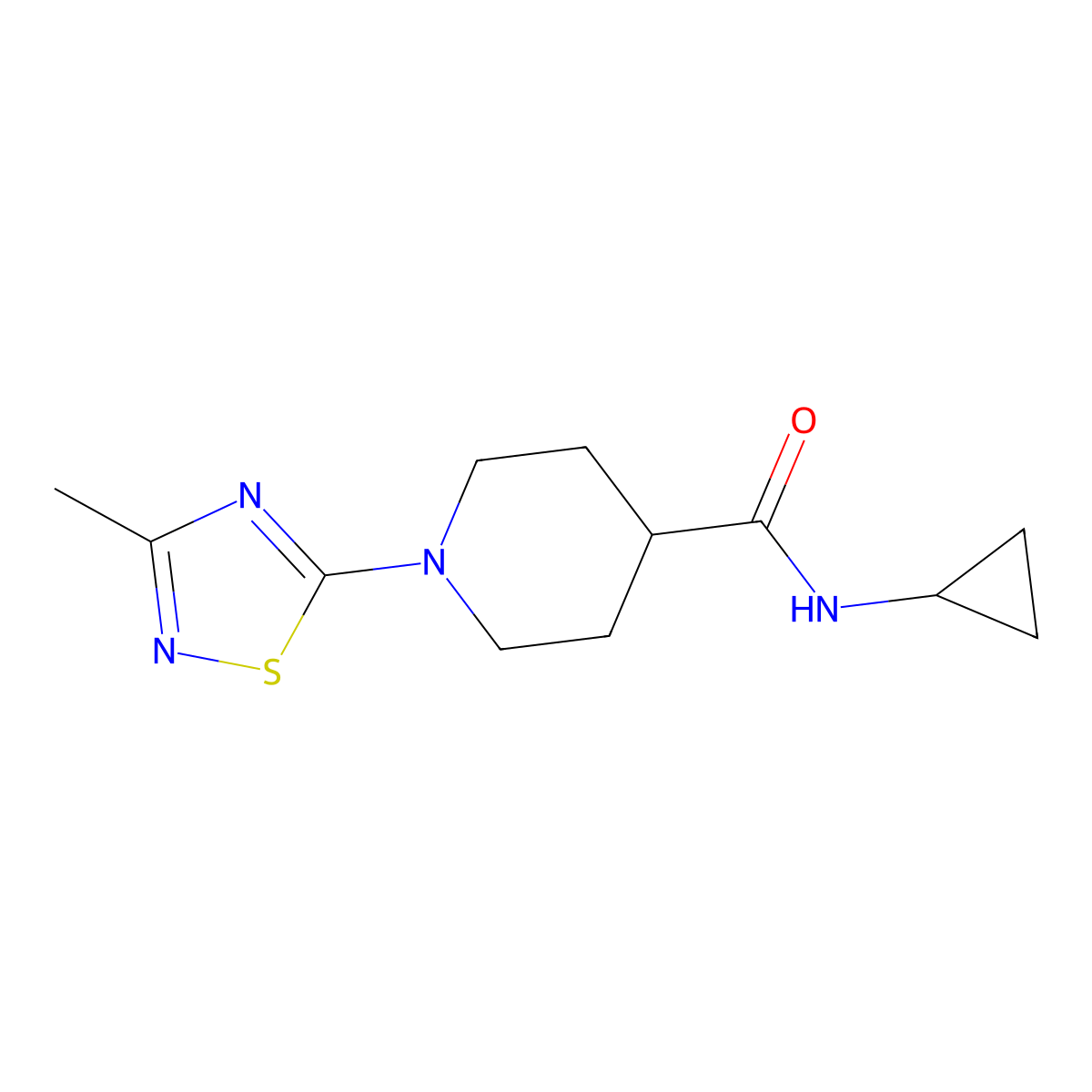 N-cyclopropyl-1-(3-methyl-1,2,4-thiadiazol-5-yl)piperidine-4-carboxamide molecular structure, CAS 2742023-62-5