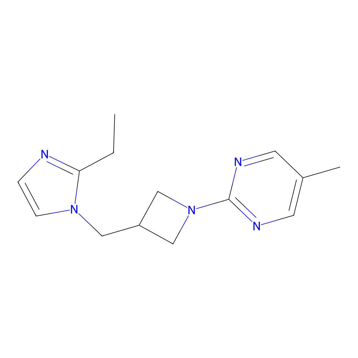 2-{3-[(2-ethyl-1H-imidazol-1-yl)methyl]azetidin-1-yl}-5-methylpyrimidine molecular structure, CAS 2742023-65-8