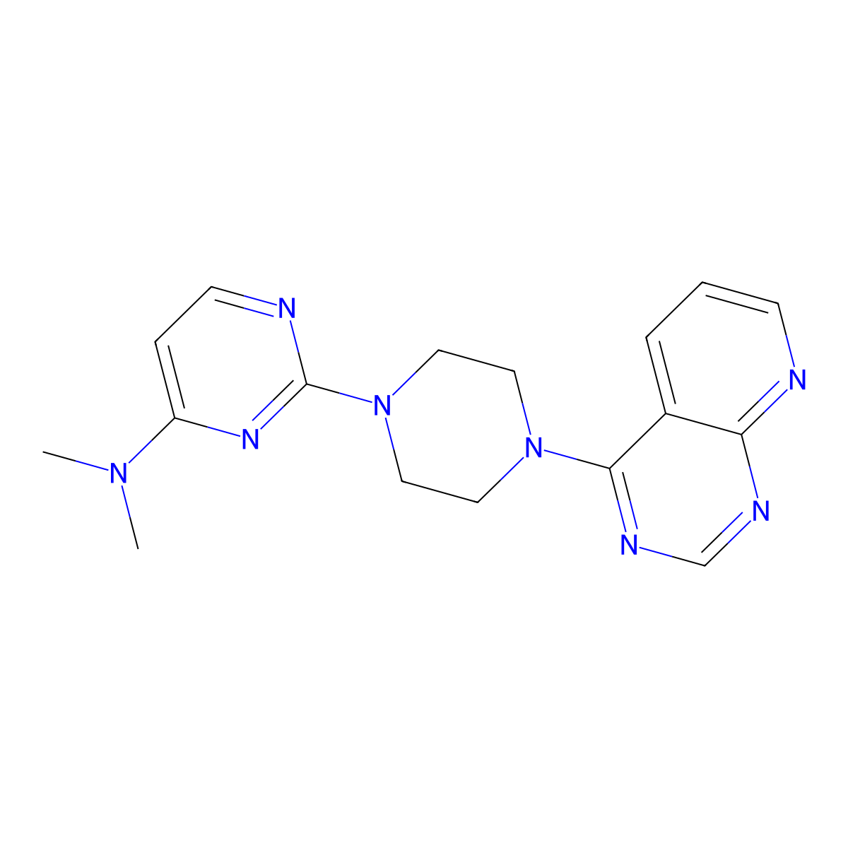 N,N-dimethyl-2-(4-{pyrido[2,3-d]pyrimidin-4-yl}piperazin-1-yl)pyrimidin-4-amine molecular structure, CAS 2742023-70-5