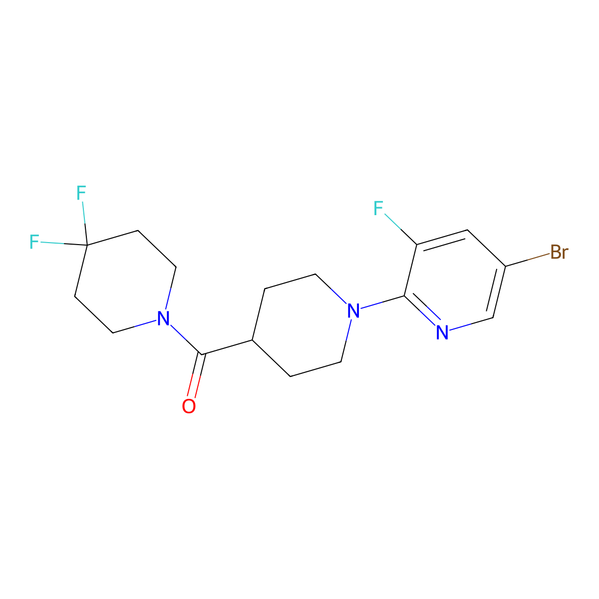 5-Bromo-2-[4-(4,4-difluoropiperidine-1-carbonyl)piperidin-1-yl]-3-fluoropyridine molecular structure, CAS 2742023-73-8