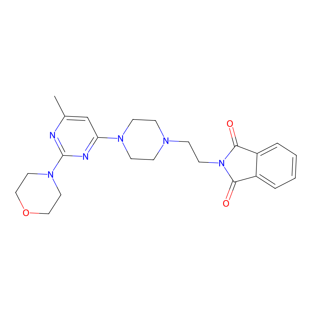 2-(2-{4-[6-methyl-2-(morpholin-4-yl)pyrimidin-4-yl]piperazin-1-yl}ethyl)-2,3-dihydro-1H-isoindole-1,3-dione molecular structure, CAS 2742023-74-9