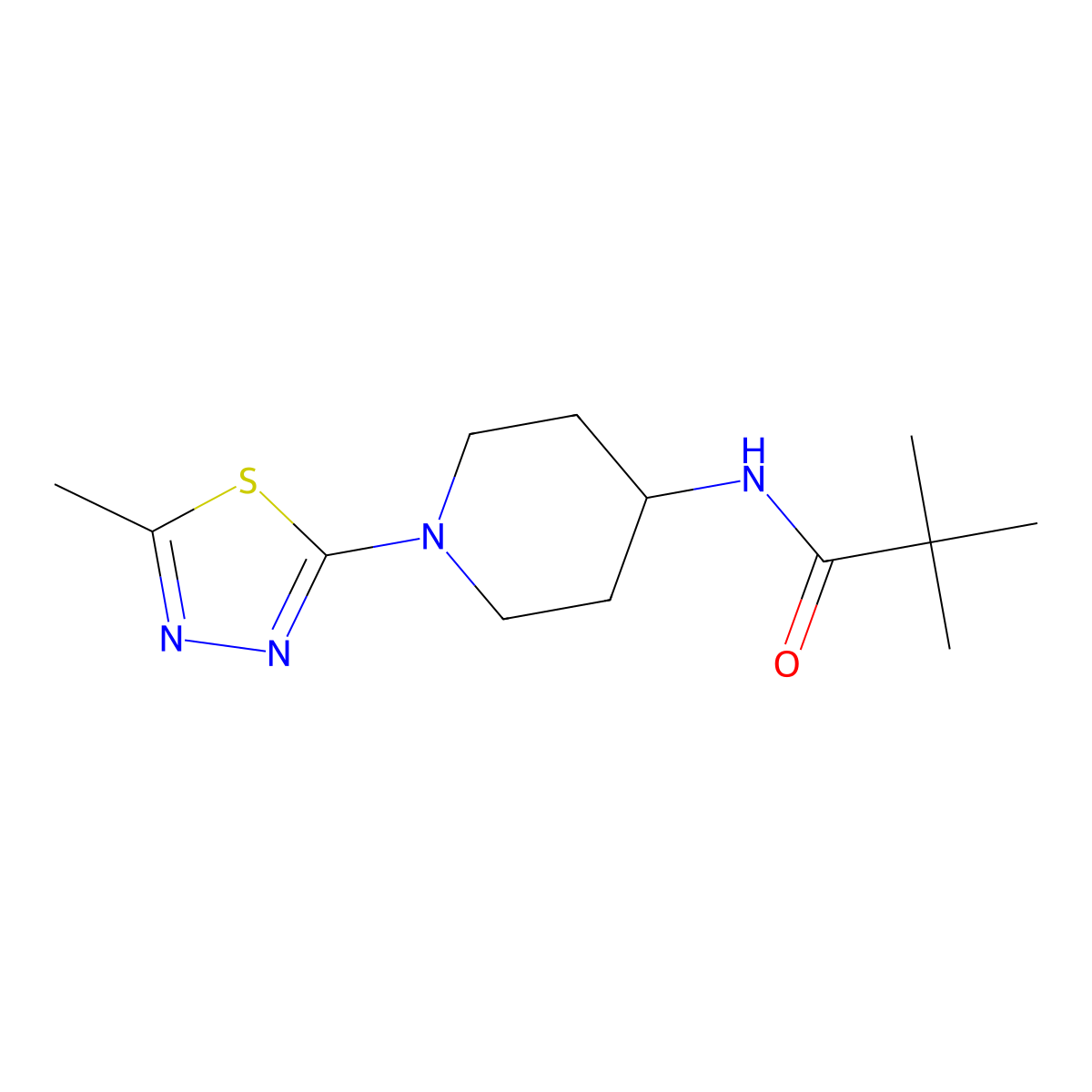 2,2-dimethyl-N-[1-(5-methyl-1,3,4-thiadiazol-2-yl)piperidin-4-yl]propanamide molecular structure, CAS 2742023-77-2