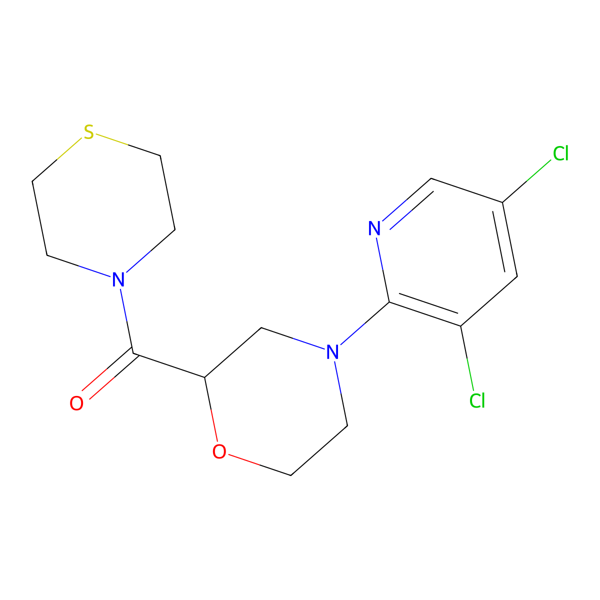 4-(3,5-Dichloropyridin-2-yl)-2-(thiomorpholine-4-carbonyl)morpholine molecular structure, CAS 2742023-80-7