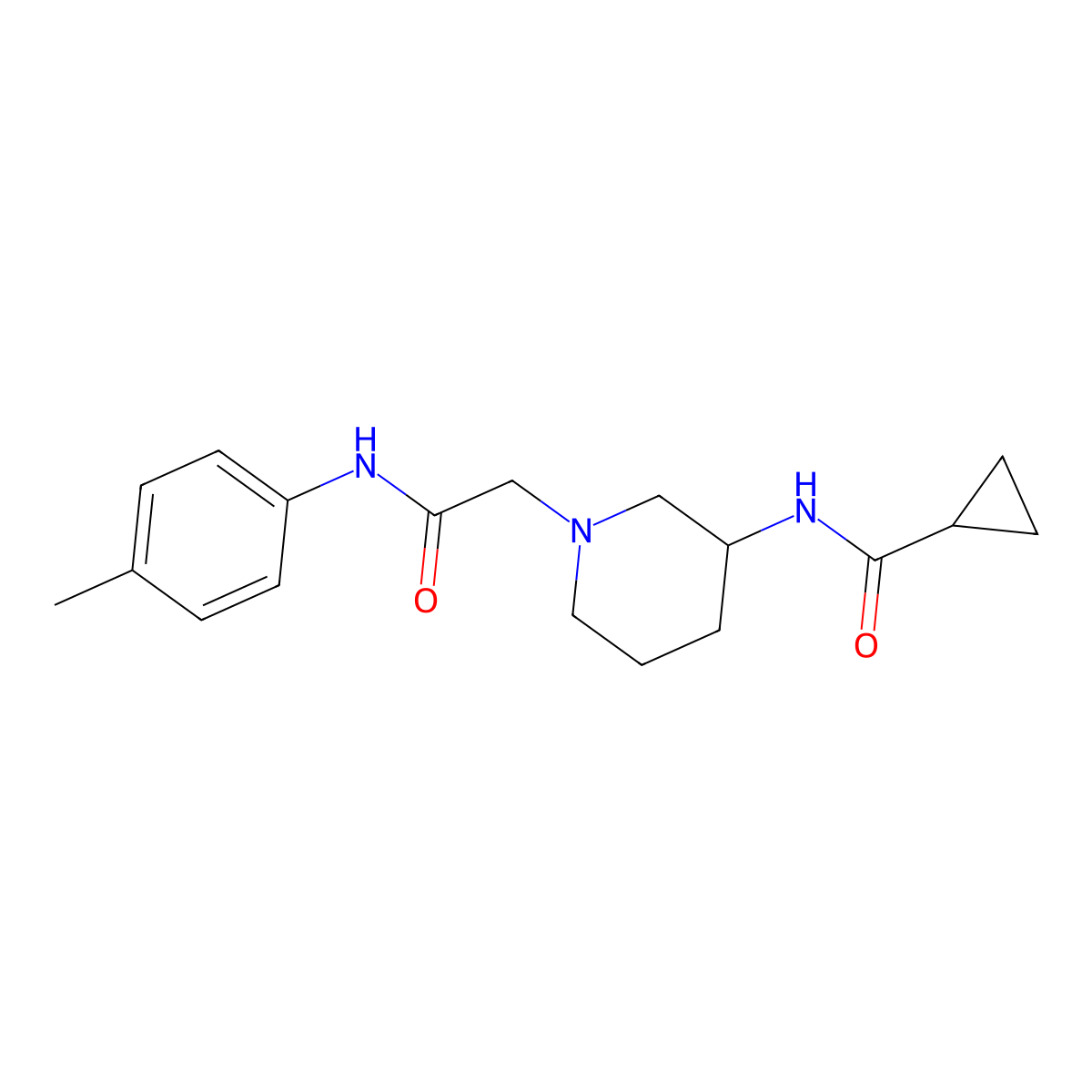 N-(1-{[(4-methylphenyl)carbamoyl]methyl}piperidin-3-yl)cyclopropanecarboxamide molecular structure, CAS 2742023-81-8