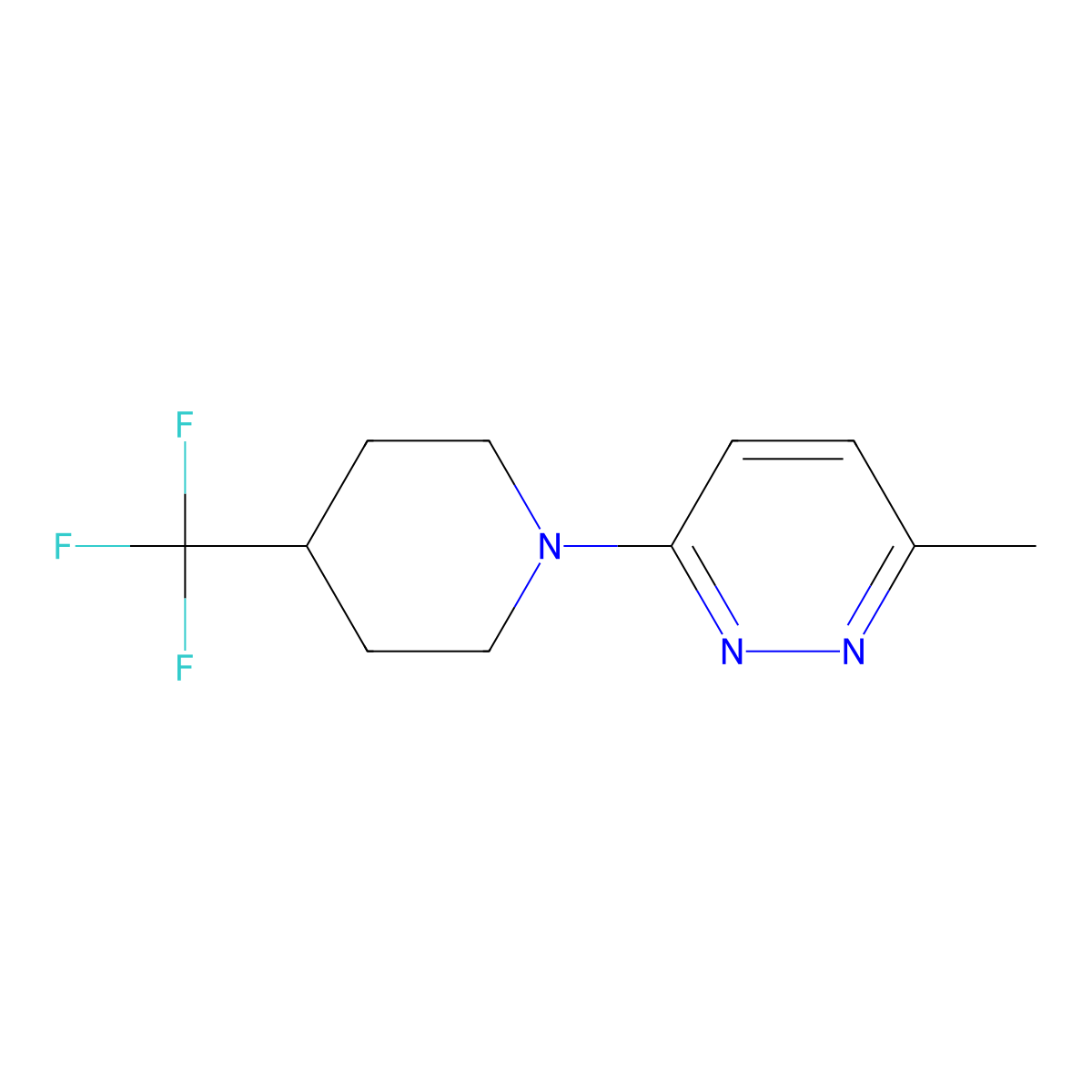 3-Methyl-6-[4-(trifluoromethyl)piperidin-1-yl]pyridazine molecular structure, CAS 2742023-84-1