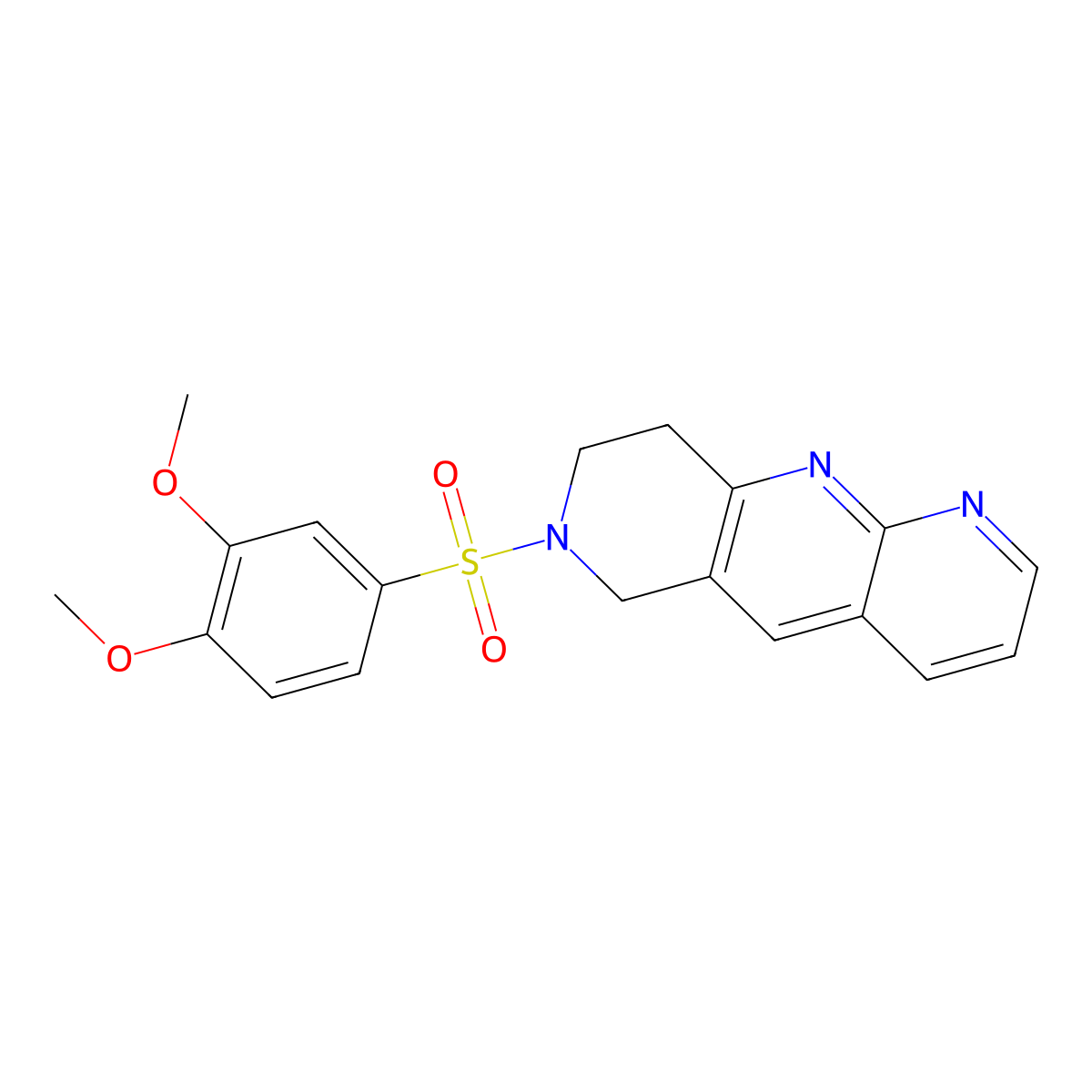 7-(3,4-dimethoxybenzenesulfonyl)-6H,7H,8H,9H-pyrido[2,3-b]1,6-naphthyridine molecular structure, CAS 2742023-85-2