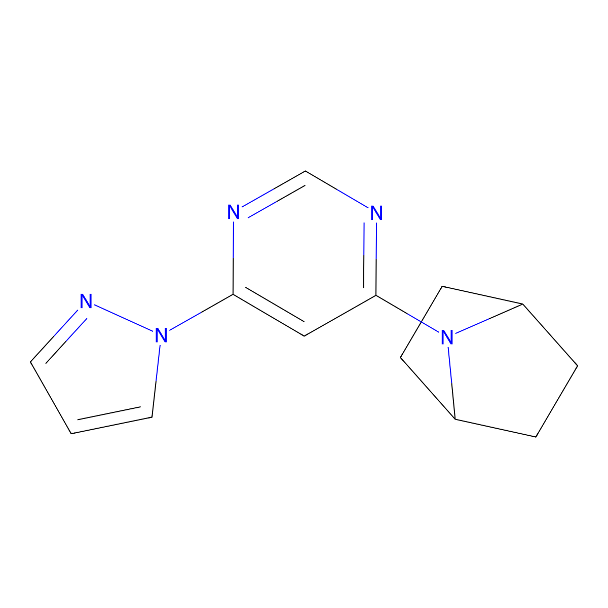 7-[6-(1H-pyrazol-1-yl)pyrimidin-4-yl]-7-azabicyclo[2.2.1]heptane molecular structure, CAS 2742023-86-3