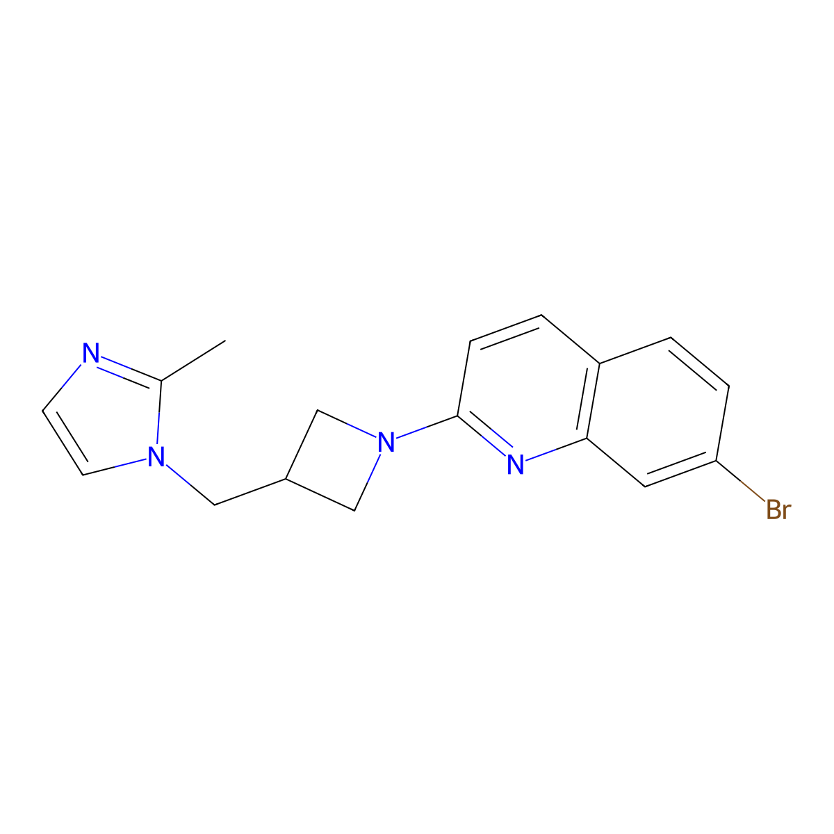 7-bromo-2-{3-[(2-methyl-1H-imidazol-1-yl)methyl]azetidin-1-yl}quinoline molecular structure, CAS 2742023-88-5