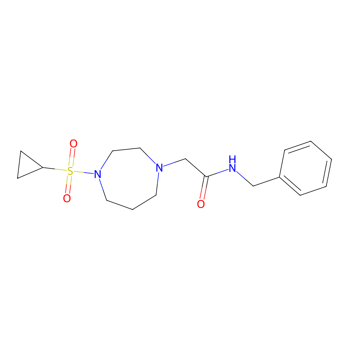 N-benzyl-2-[4-(cyclopropanesulfonyl)-1,4-diazepan-1-yl]acetamide molecular structure, CAS 2742023-94-3