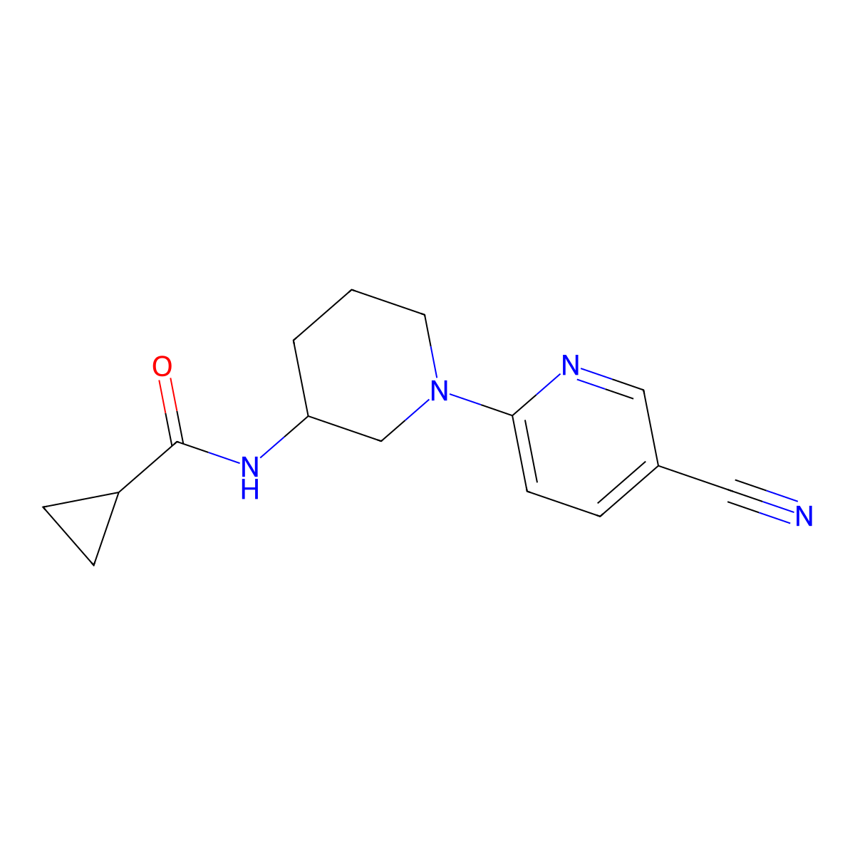N-[1-(5-cyanopyridin-2-yl)piperidin-3-yl]cyclopropanecarboxamide molecular structure, CAS 2742023-95-4