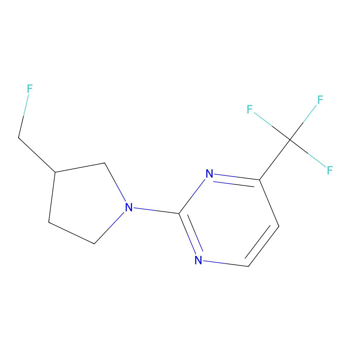 2-[3-(Fluoromethyl)pyrrolidin-1-yl]-4-(trifluoromethyl)pyrimidine molecular structure, CAS 2742023-97-6