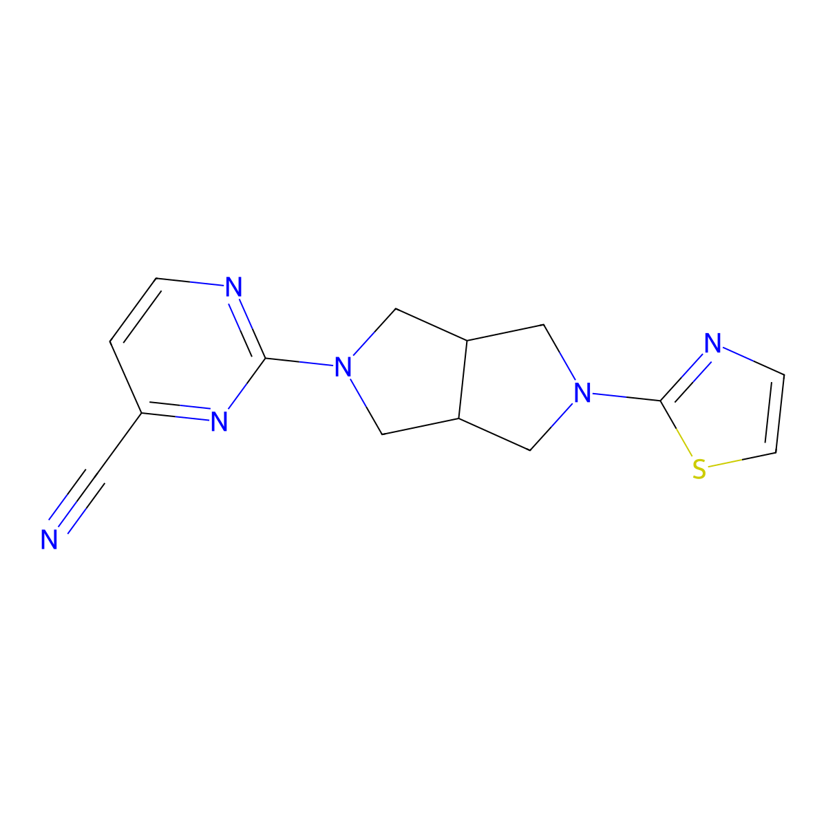 2-[5-(1,3-Thiazol-2-yl)-octahydropyrrolo[3,4-c]pyrrol-2-yl]pyrimidine-4-carbonitrile molecular structure, CAS 2742024-00-4