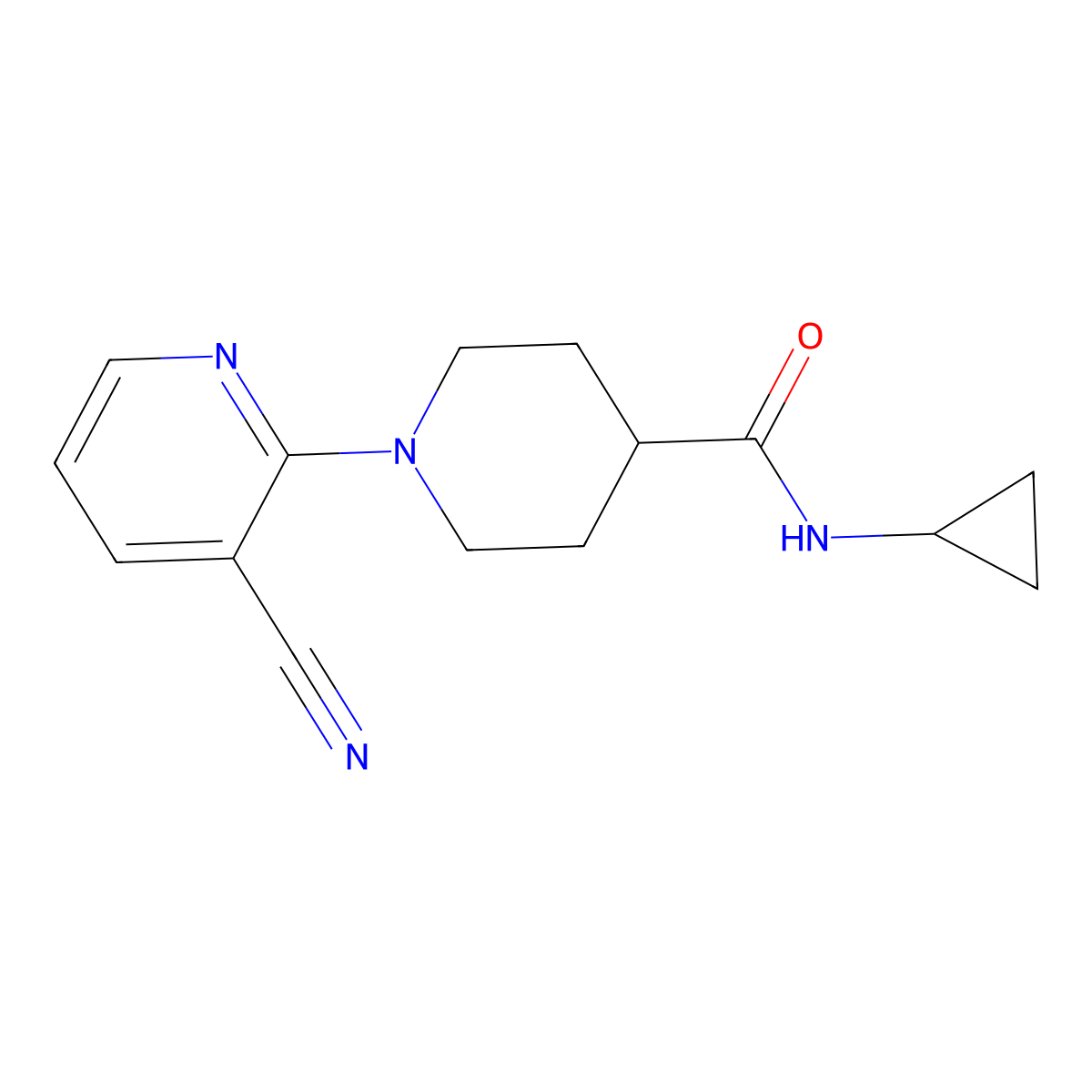 1-(3-cyanopyridin-2-yl)-N-cyclopropylpiperidine-4-carboxamide molecular structure, CAS 2742024-01-5