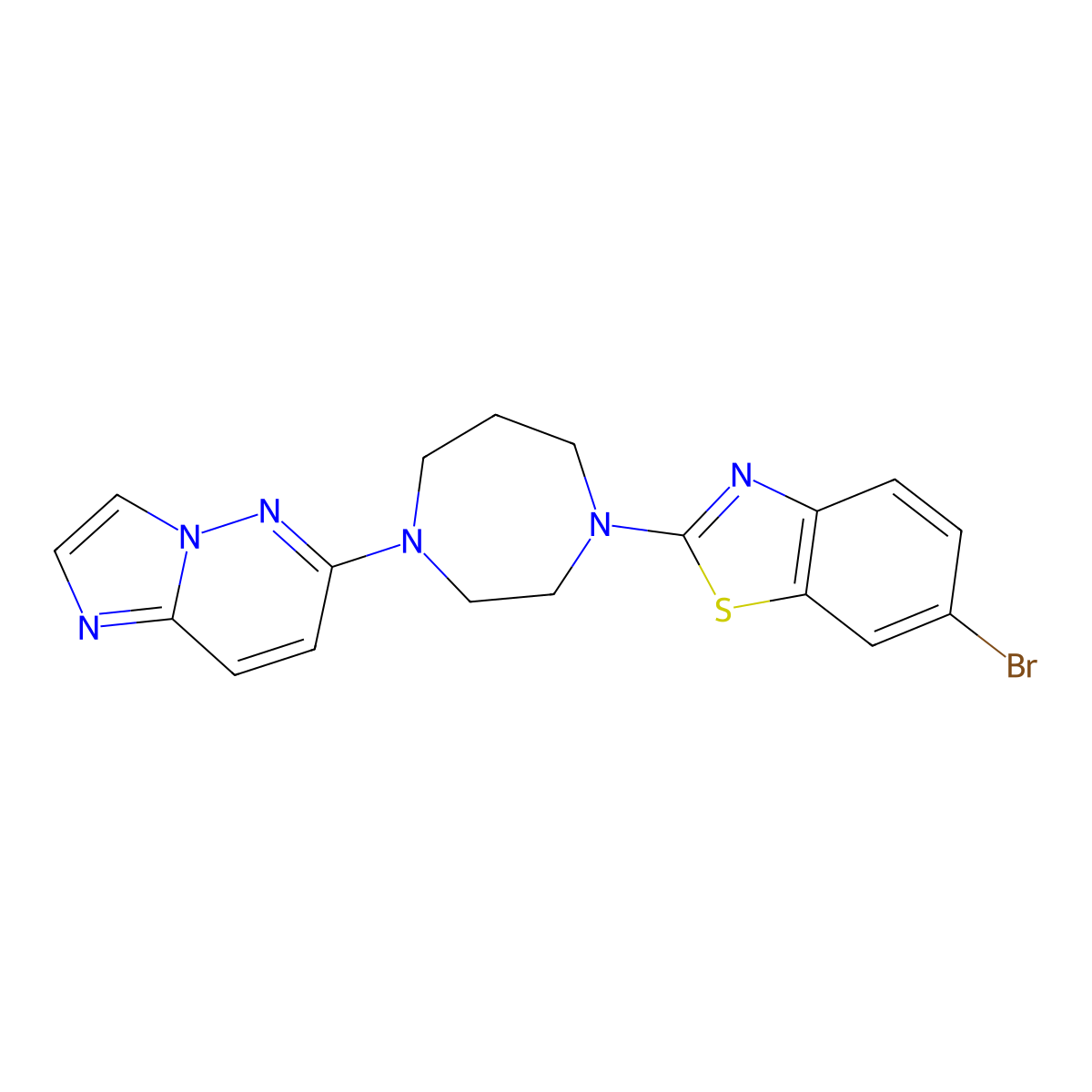 6-Bromo-2-(4-{imidazo[1,2-b]pyridazin-6-yl}-1,4-diazepan-1-yl)-1,3-benzothiazole molecular structure, CAS 2742024-07-1