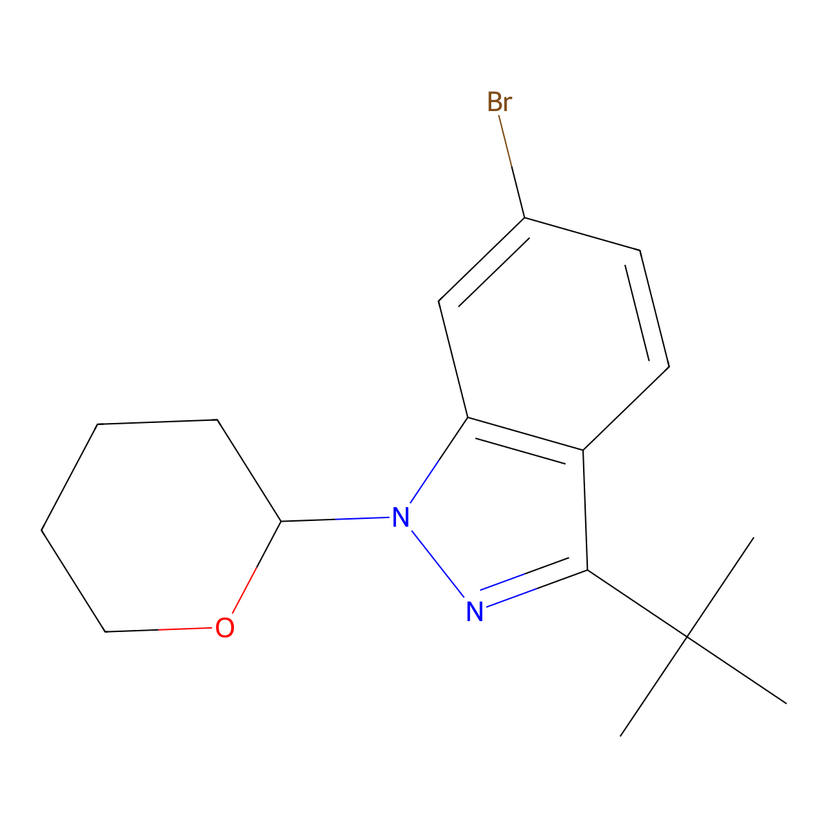 6-bromo-3-tert-butyl-1-(oxan-2-yl)-1H-indazole molecular structure, CAS 2742024-12-8