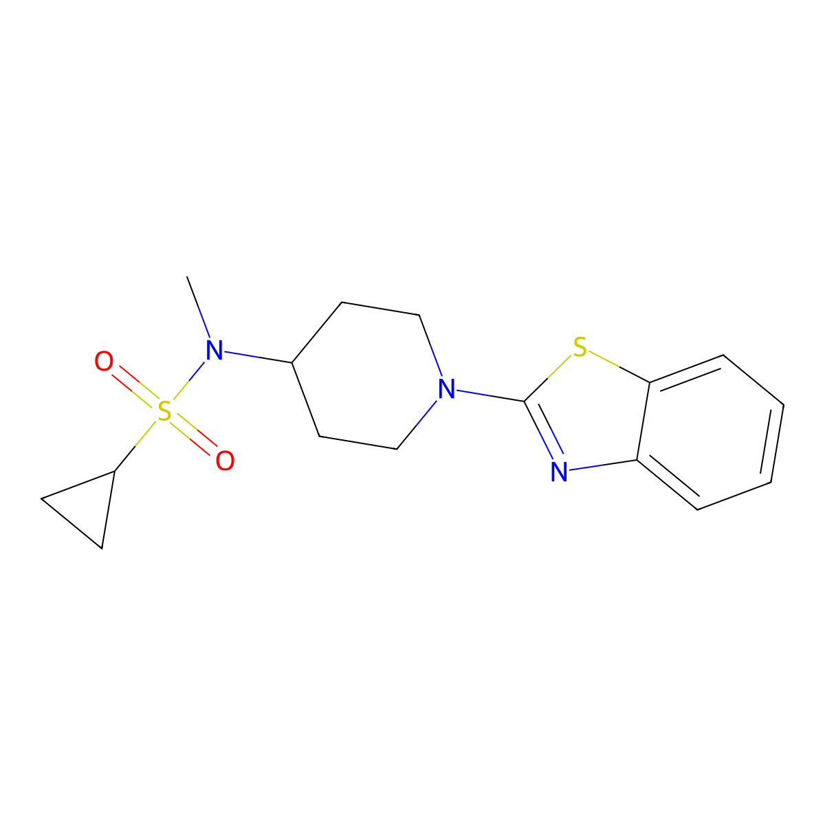 N-[1-(1,3-benzothiazol-2-yl)piperidin-4-yl]-N-methylcyclopropanesulfonamide molecular structure, CAS 2742024-14-0
