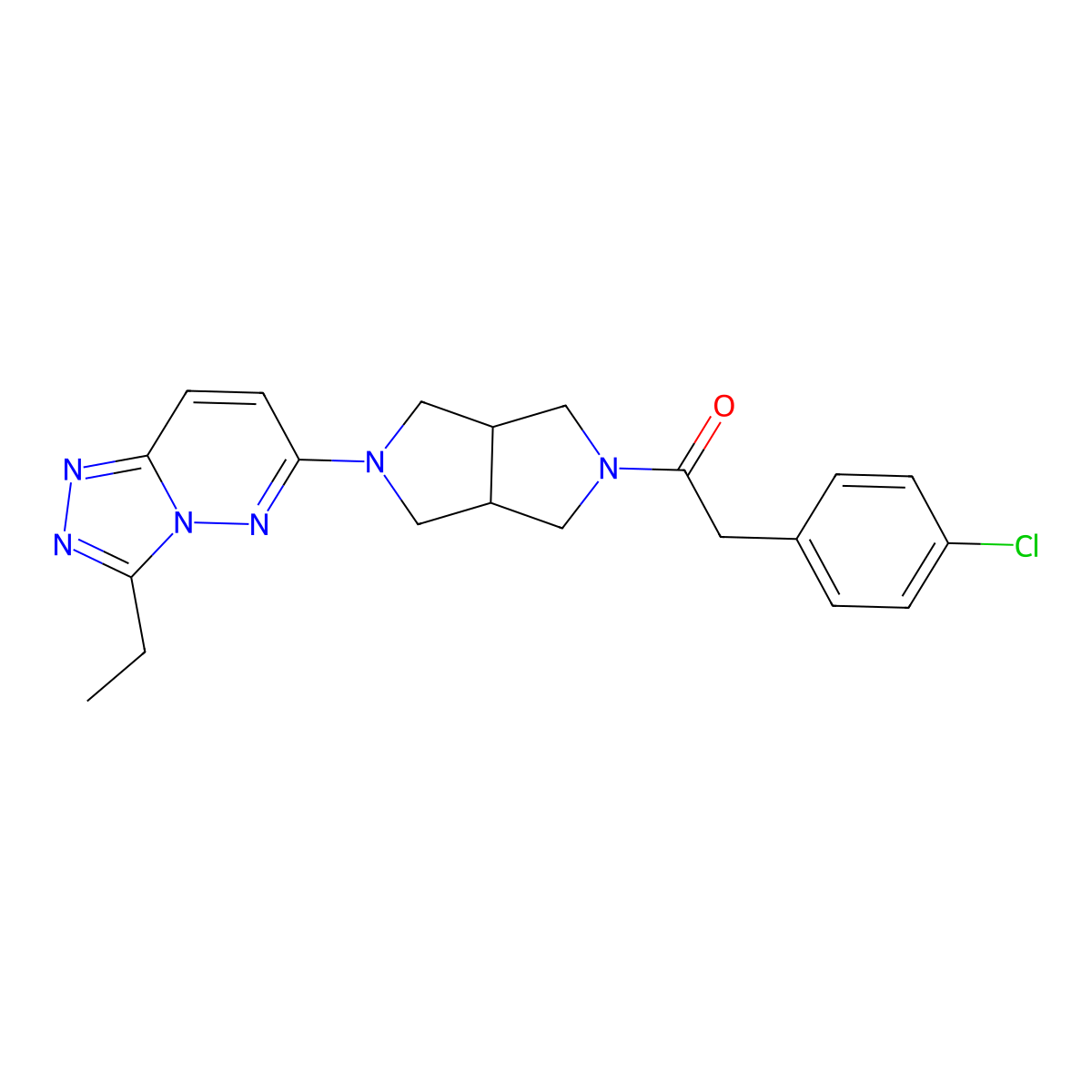 2-(4-Chlorophenyl)-1-(5-{3-ethyl-[1,2,4]triazolo[4,3-b]pyridazin-6-yl}-octahydropyrrolo[3,4-c]pyrrol-2-yl)ethan-1-one molecular structure, CAS 2742024-16-2