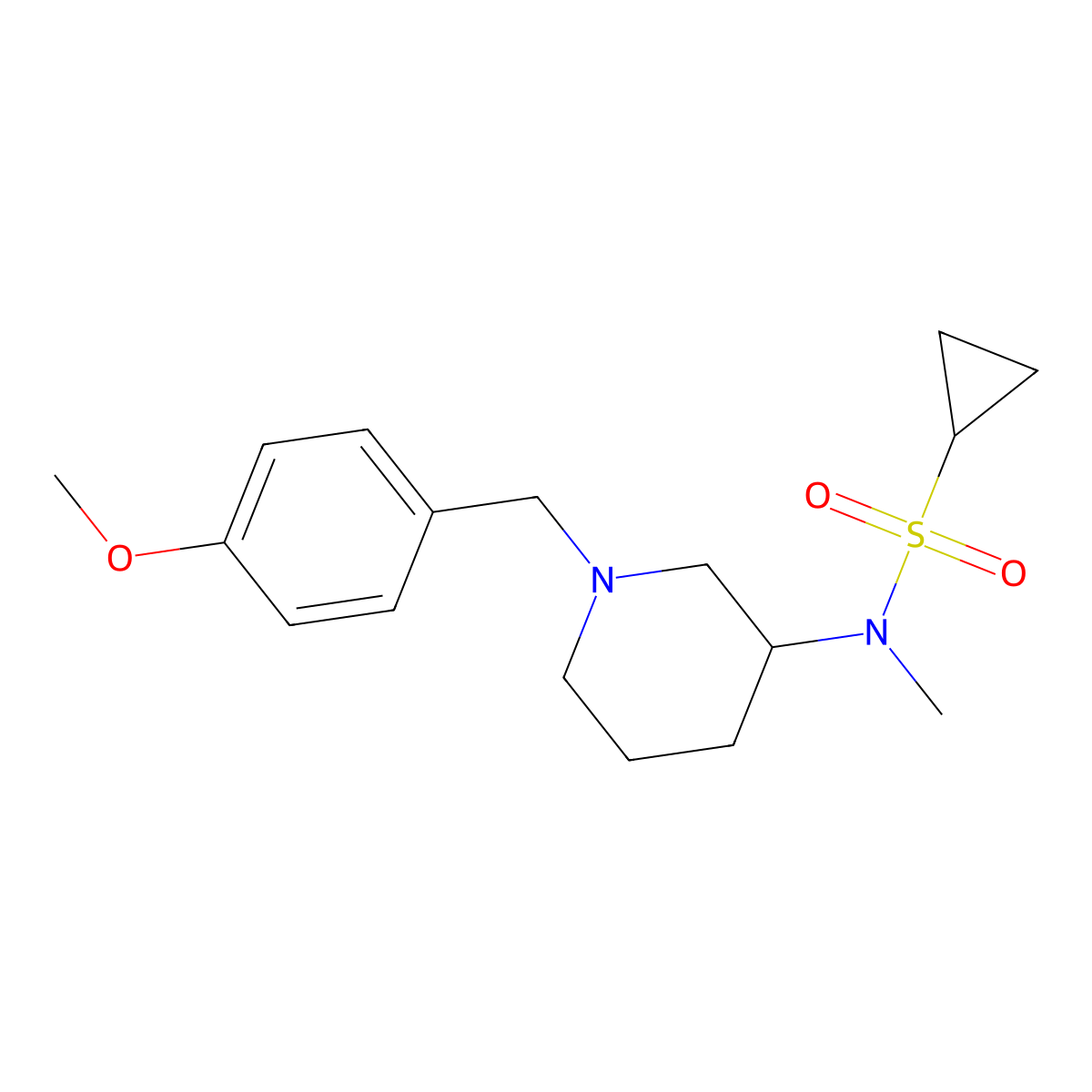 N-{1-[(4-methoxyphenyl)methyl]piperidin-3-yl}-N-methylcyclopropanesulfonamide molecular structure, CAS 2742024-17-3