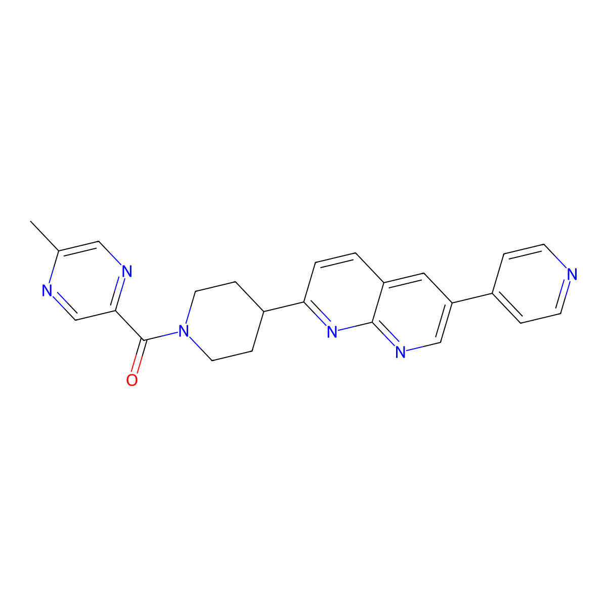 2-[1-(5-Methylpyrazine-2-carbonyl)piperidin-4-yl]-6-(pyridin-4-yl)-1,8-naphthyridine molecular structure, CAS 2742024-18-4