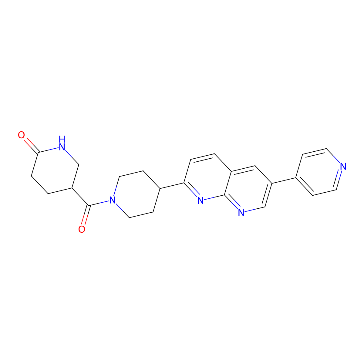 5-{4-[6-(Pyridin-4-yl)-1,8-naphthyridin-2-yl]piperidine-1-carbonyl}piperidin-2-one molecular structure, CAS 2742024-21-9