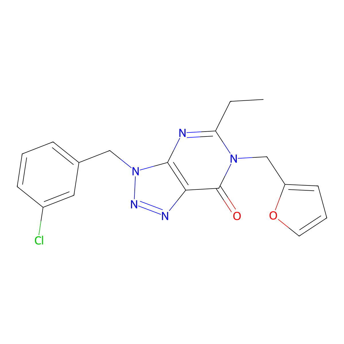3-[(3-chlorophenyl)methyl]-5-ethyl-6-[(furan-2-yl)methyl]-3H,6H,7H-[1,2,3]triazolo[4,5-d]pyrimidin-7-one molecular structure, CAS 2742024-24-2